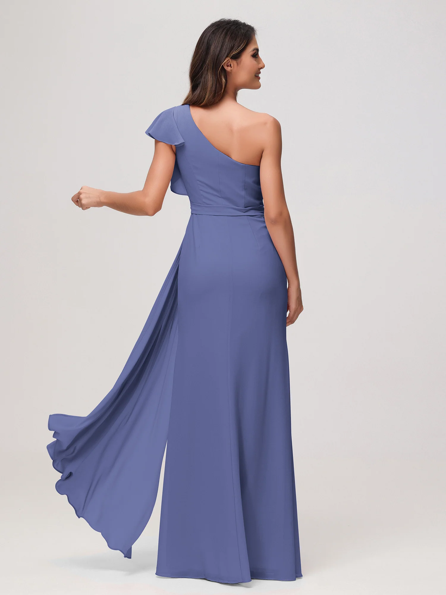 A-Line One Shoulder Sheath Dress Periwinkle - Image 2