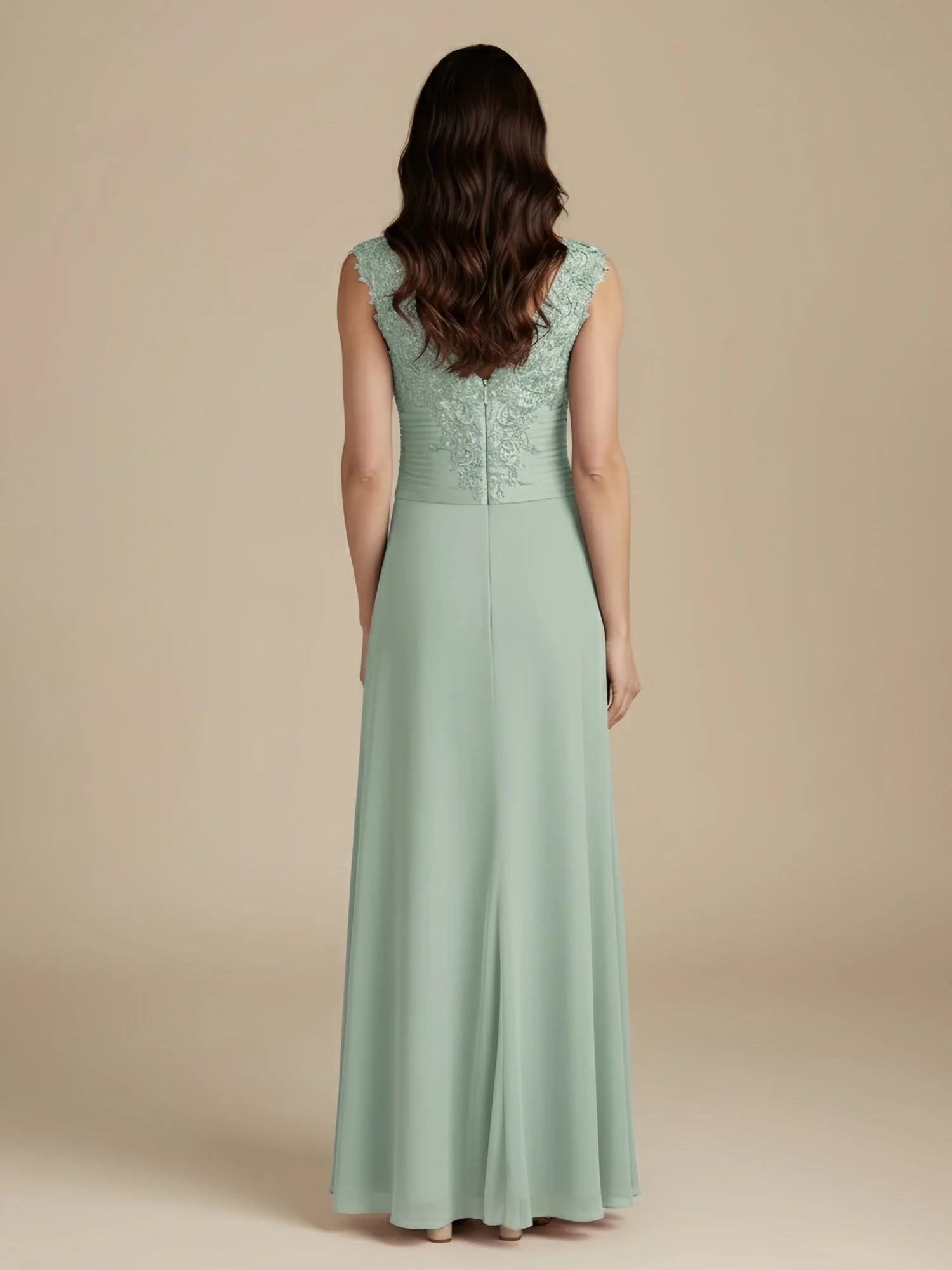 A-Line Sweetheart Neck Pleated Lace Ruffles Dress Marigold - Image 2