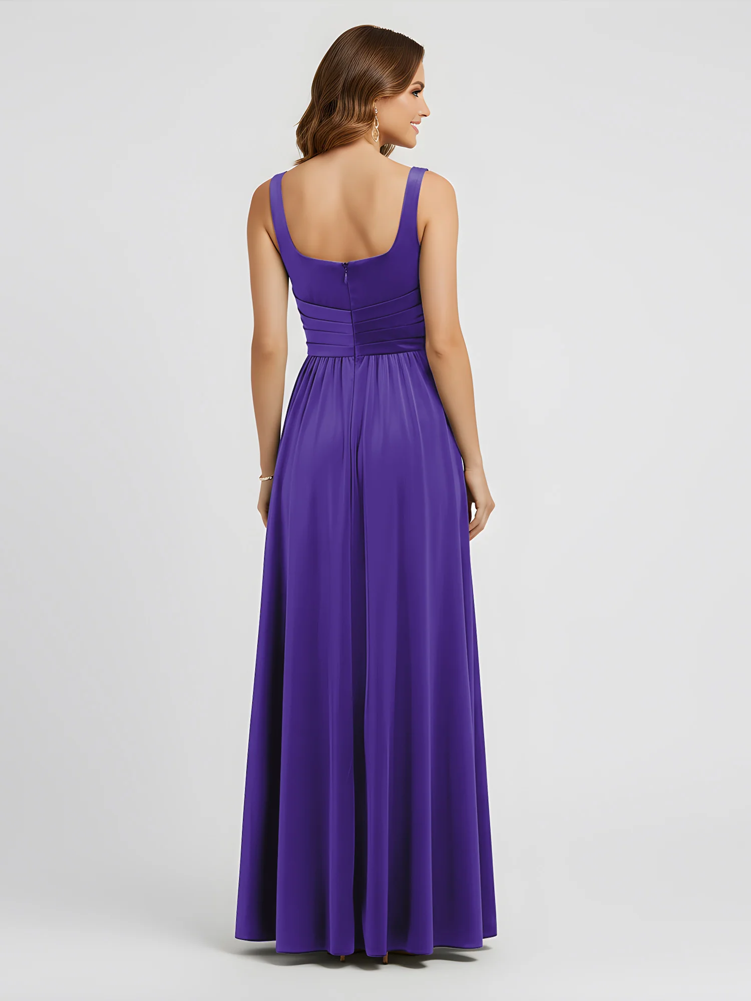 Wide Strap Velvet Pleated Waist Maxi Dress Regency - Image 2
