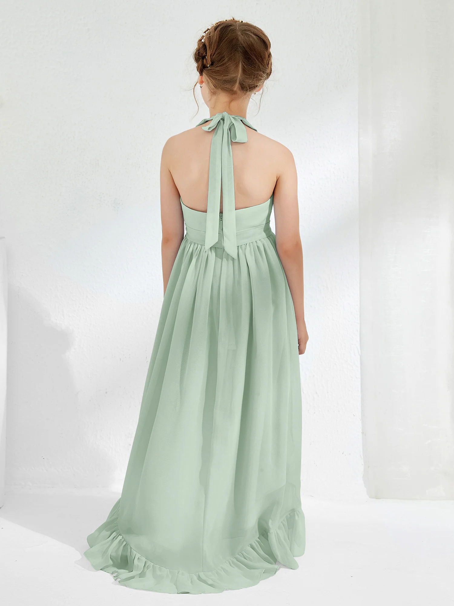 Asymmetrical A-line Junior Bridesmaid Dresses with Flower Agave - Image 2