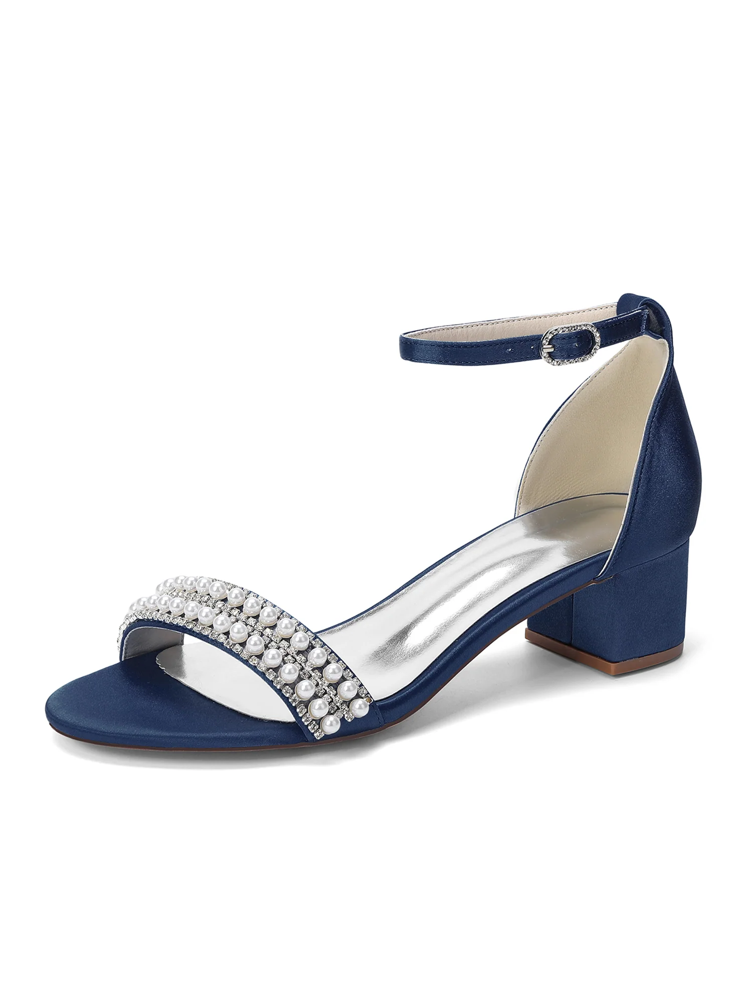 Tiered Pearl Crystal Block Heel Sandals - Image 5