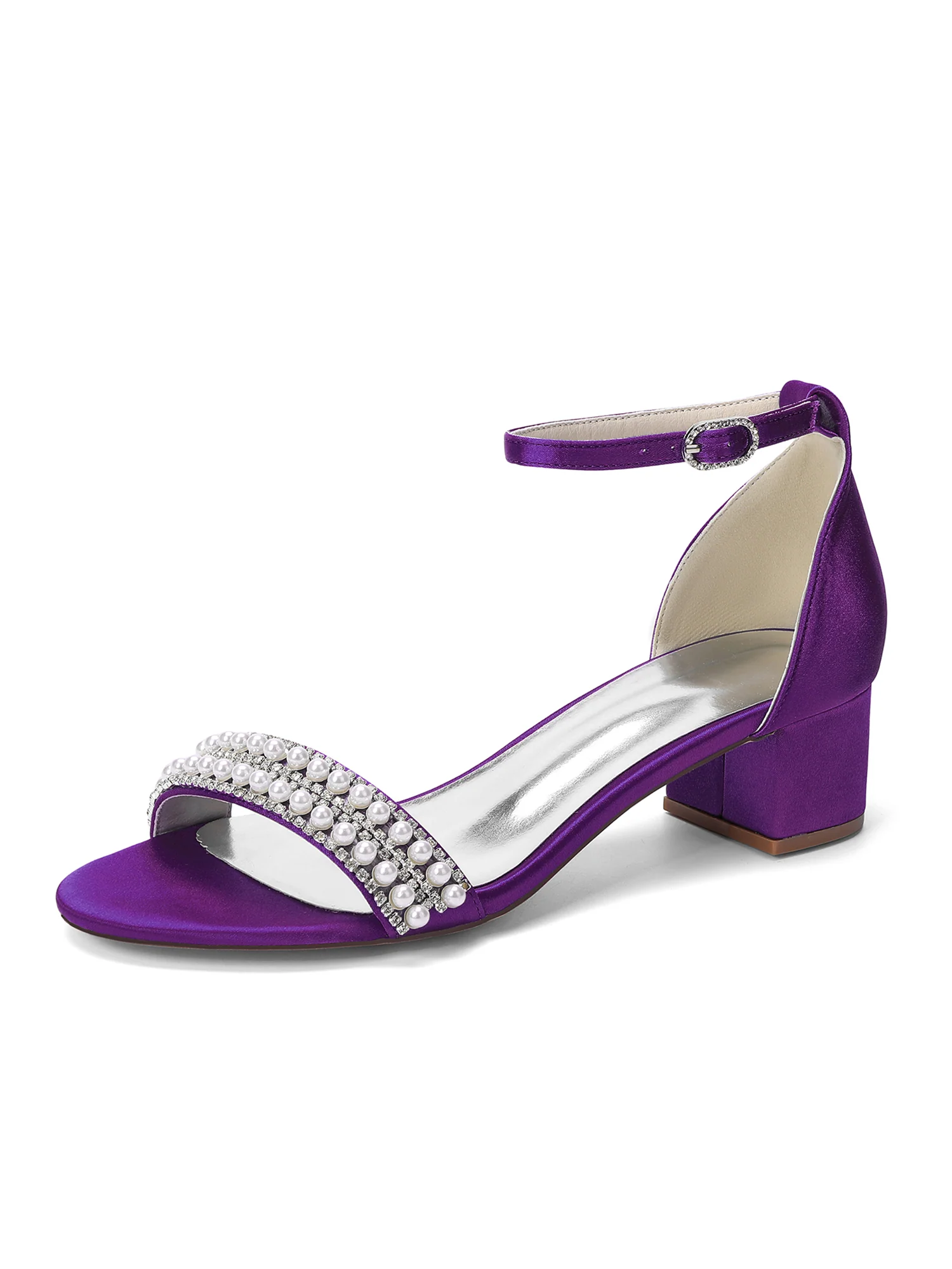 Tiered Pearl Crystal Block Heel Sandals - Image 8