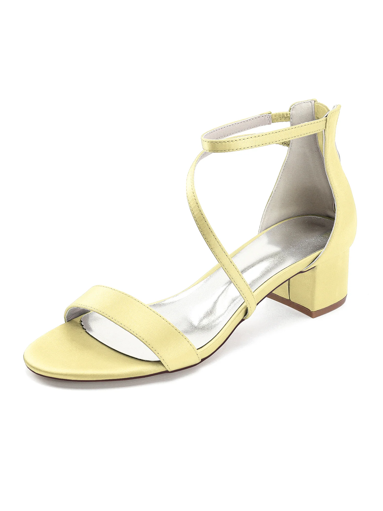 Minimalist Satin Crisscross Block Heels - Image 4