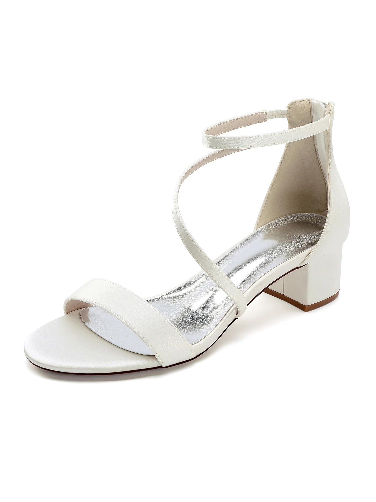Minimalist Satin Crisscross Block Heels - Image 9