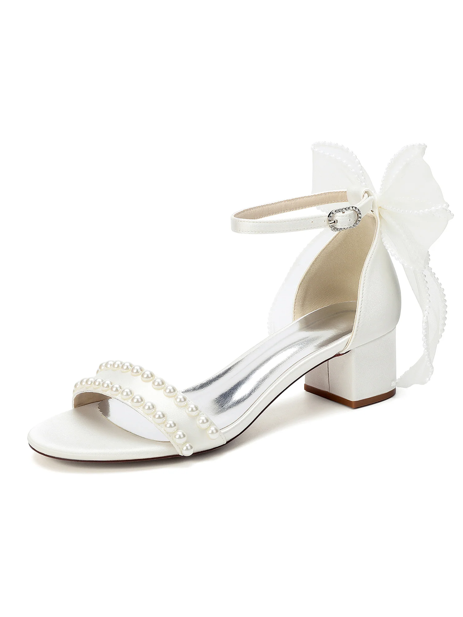 Double Pearl Tulle Bow Sandals - Image 6