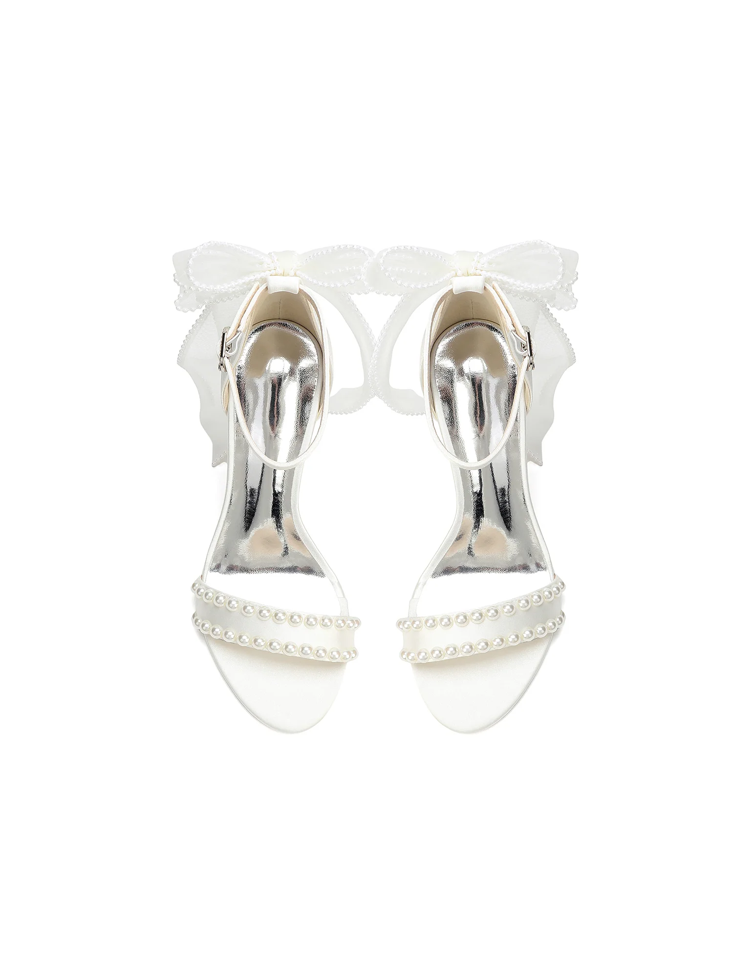 Double Pearl Tulle Bow Sandals - Image 9