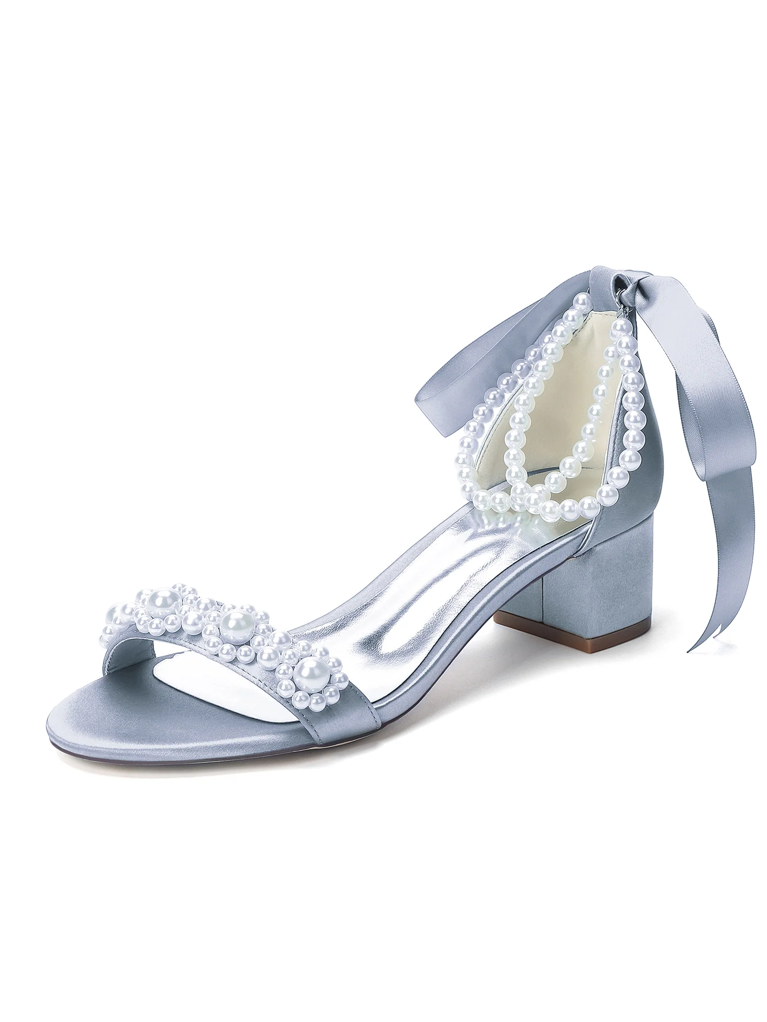 Multi Pearl Satin Bow Sandals - Image 13