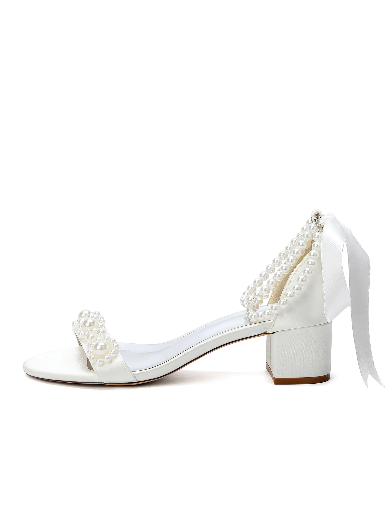Multi Pearl Satin Bow Sandals - Image 5