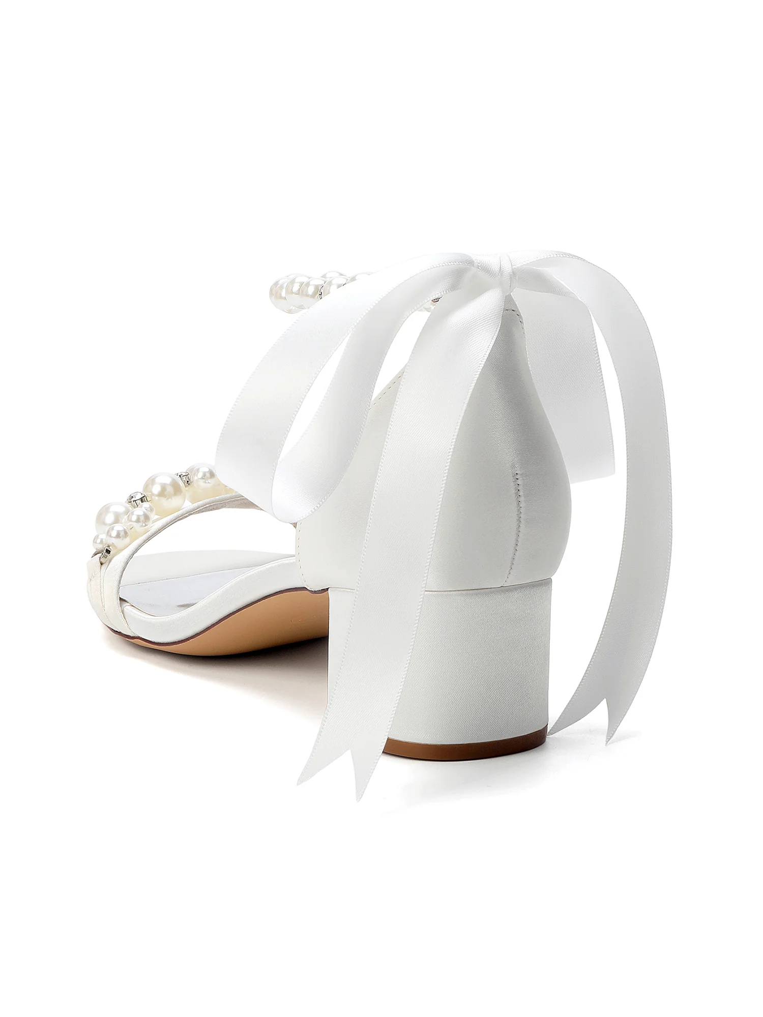 Pearl Ankle Strap Satin Tie Sandals - Image 11