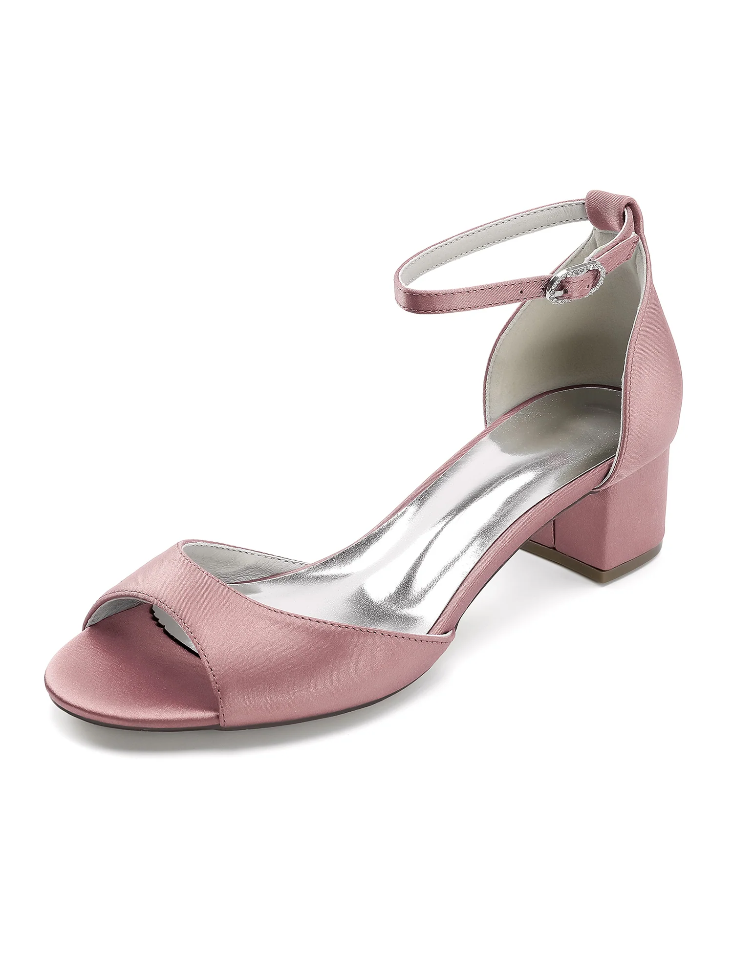 Classic Satin Ankle Strap Block Heels - Image 6
