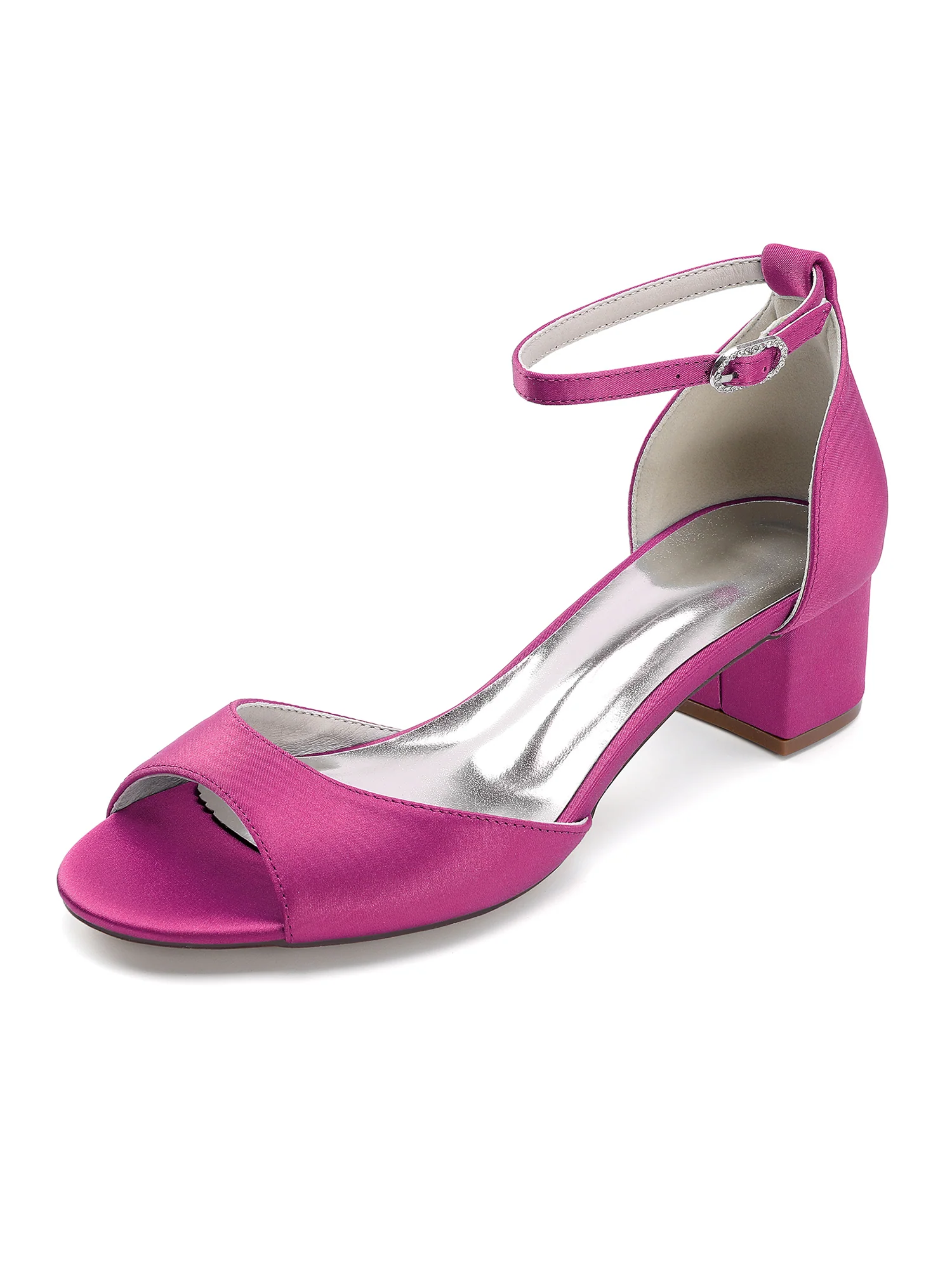 Classic Satin Ankle Strap Block Heels - Image 7