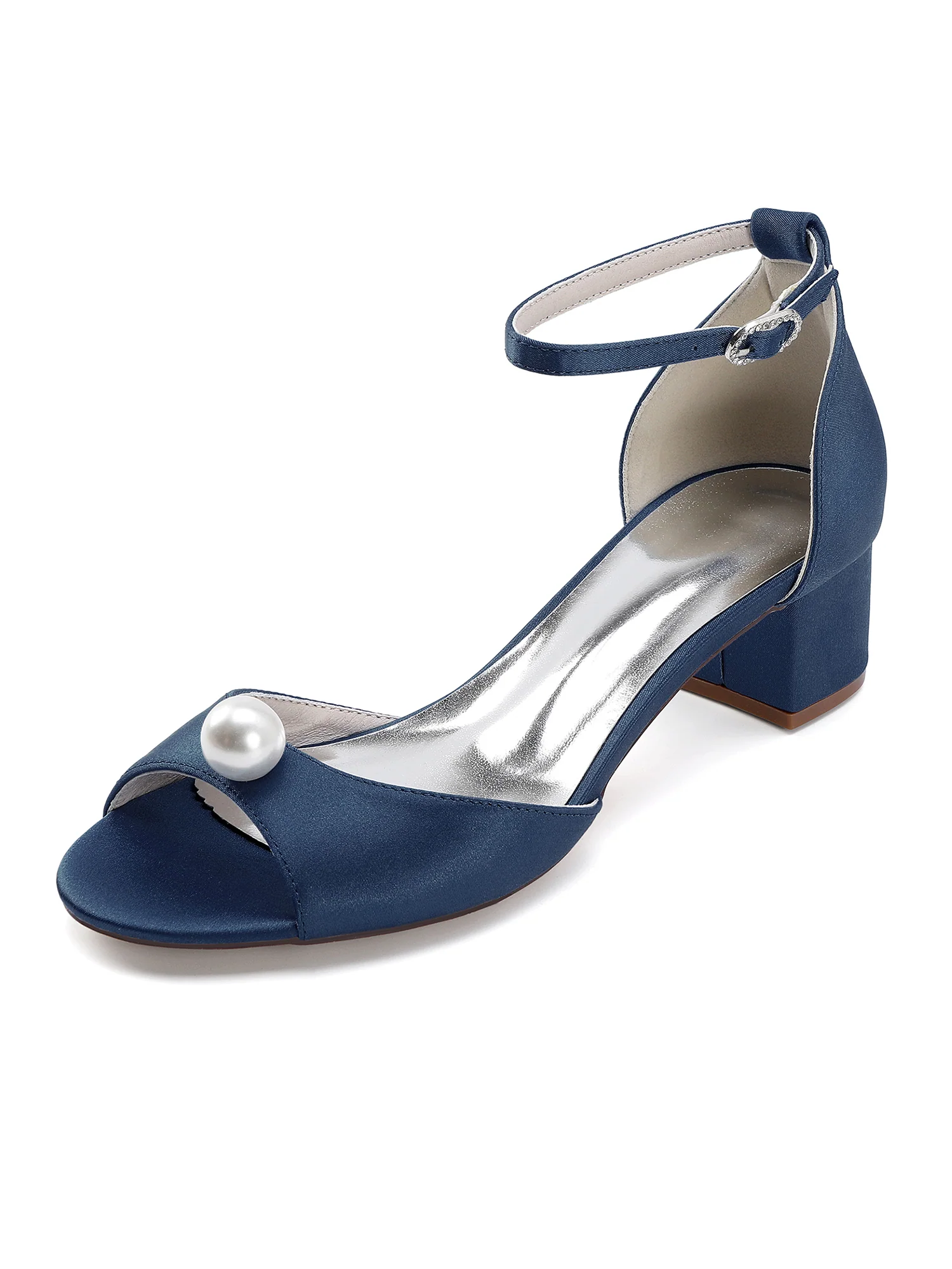 Pearl-Adorned Ankle Strap Block Heels - Image 5
