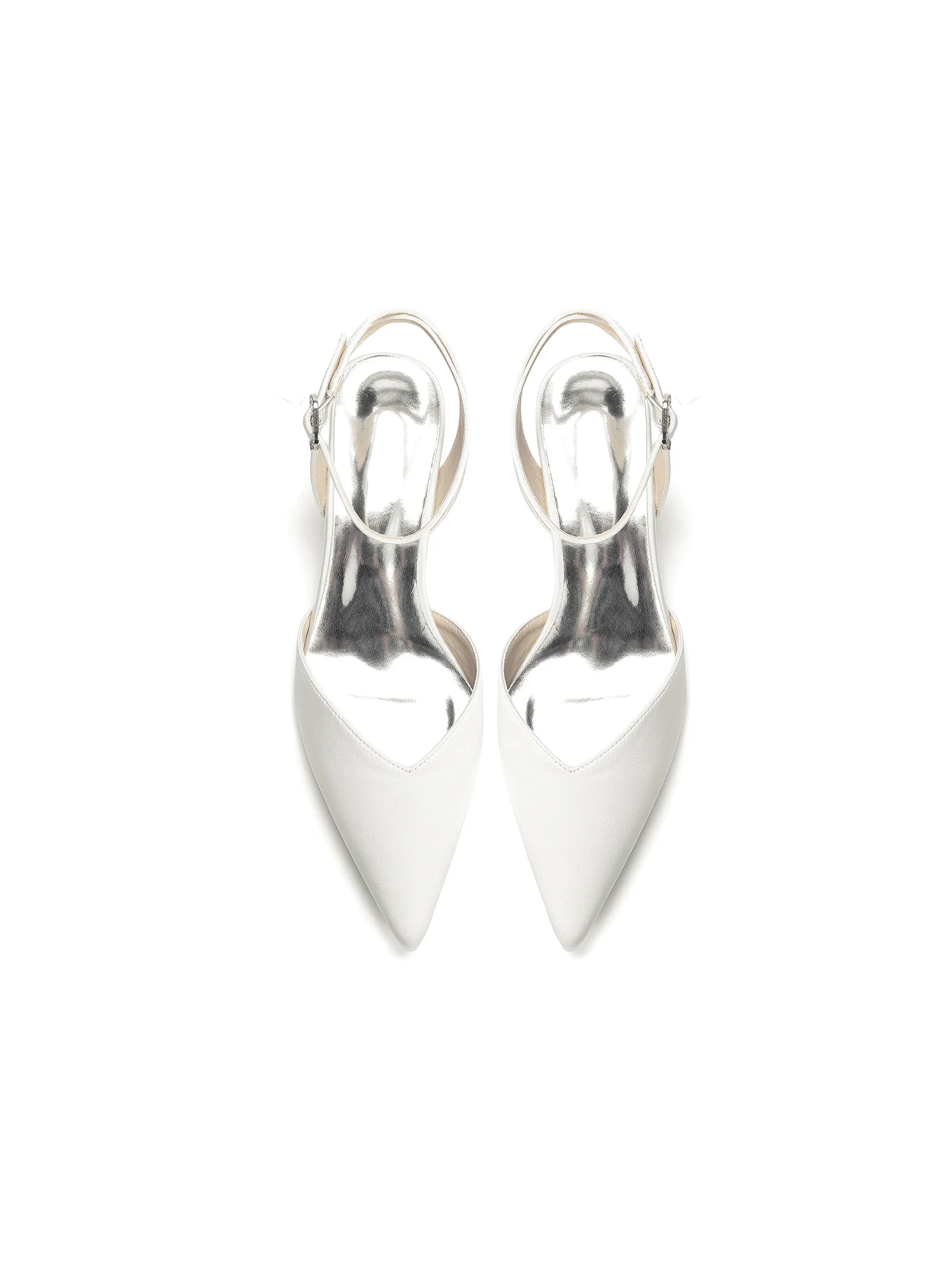 Satin Pointed Toe Slingback Low Block Heels - Image 12