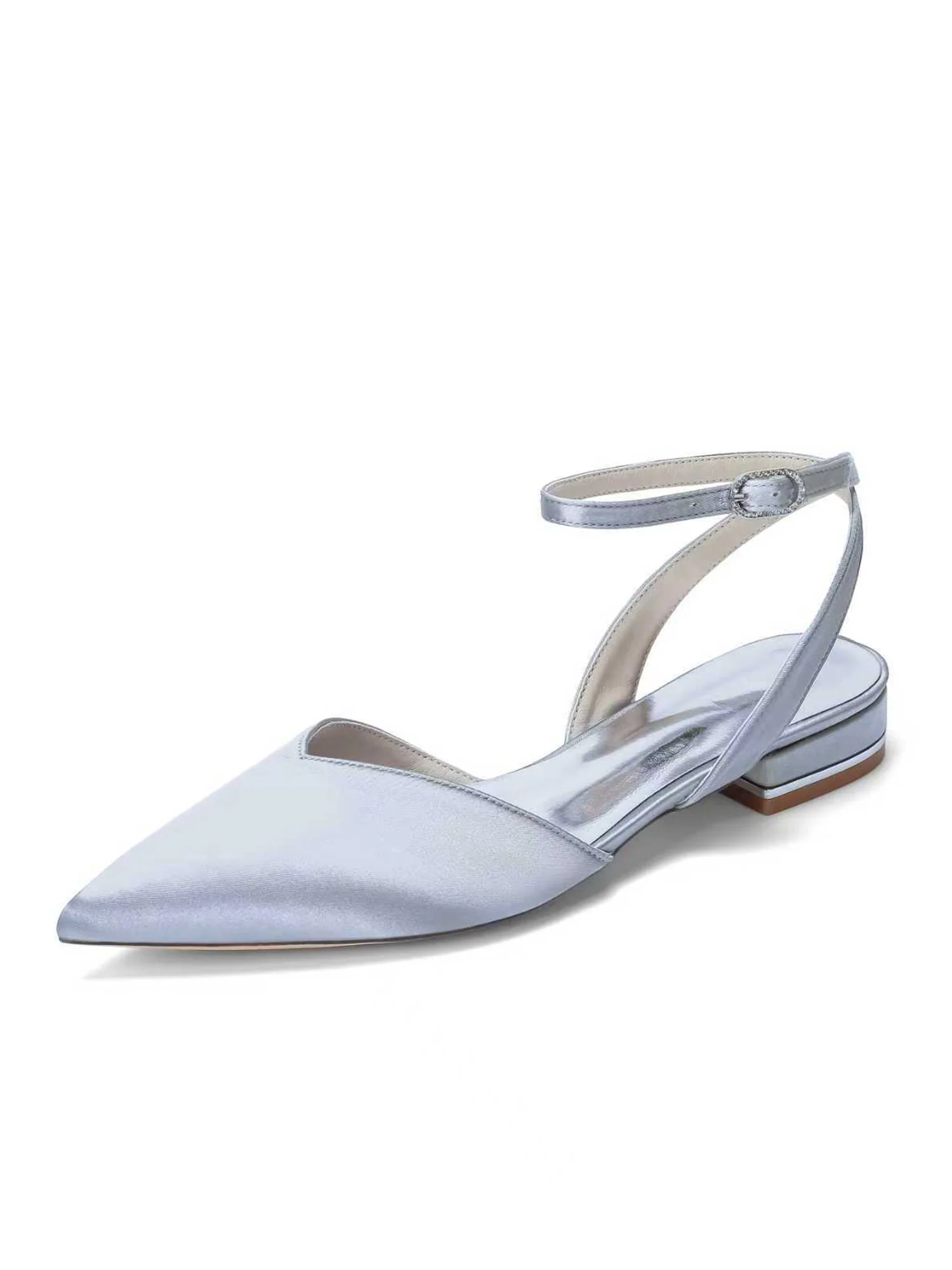Satin Pointed Toe Slingback Low Block Heels - Image 16