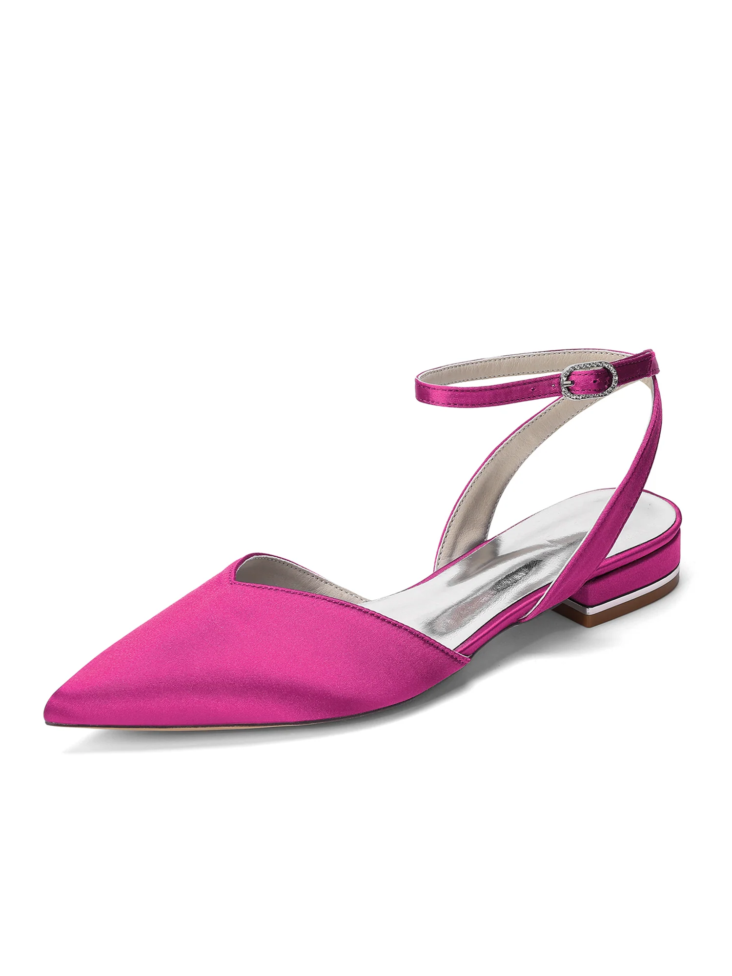 Satin Pointed Toe Slingback Low Block Heels - Image 7