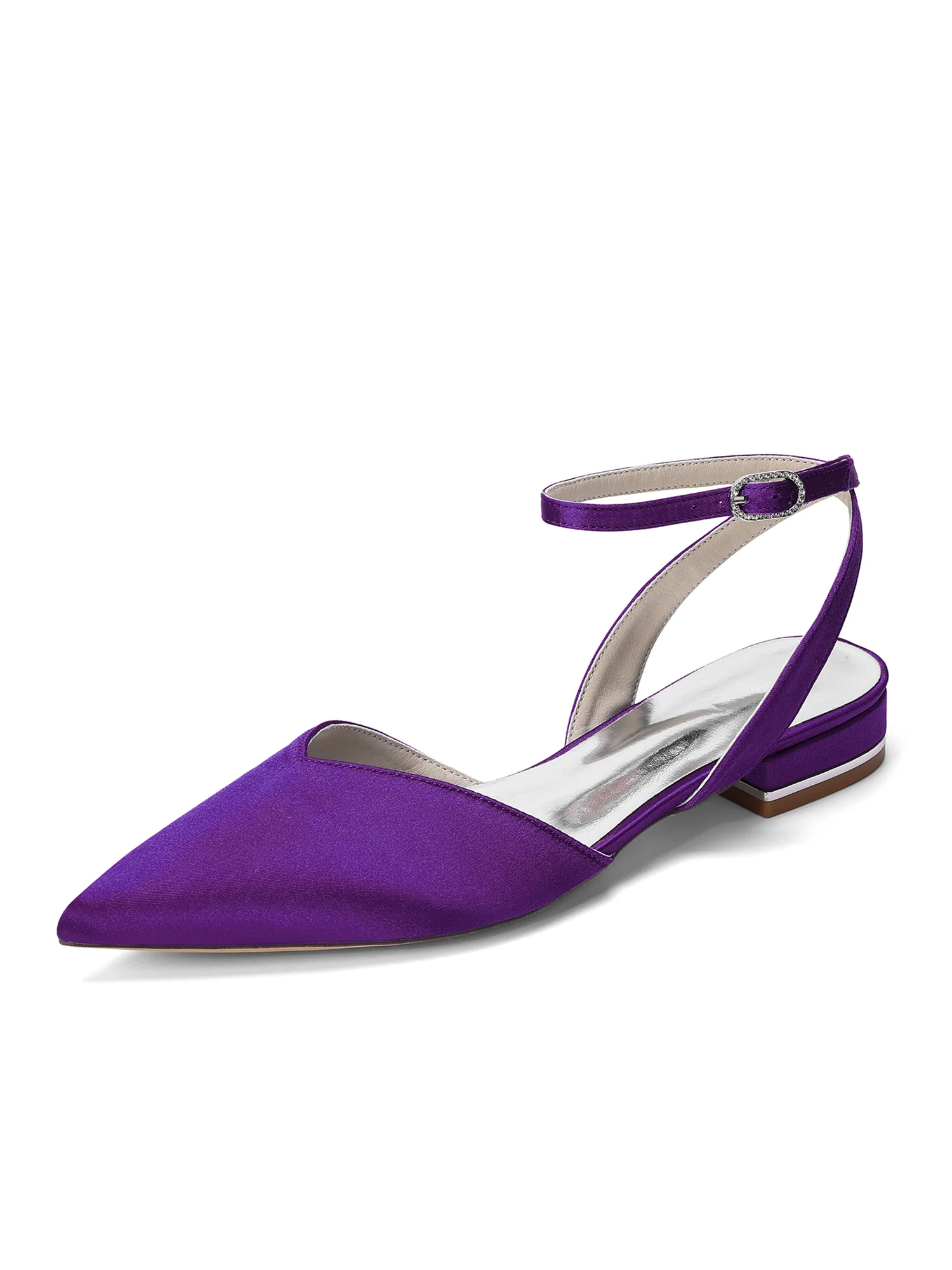 Satin Pointed Toe Slingback Low Block Heels - Image 8