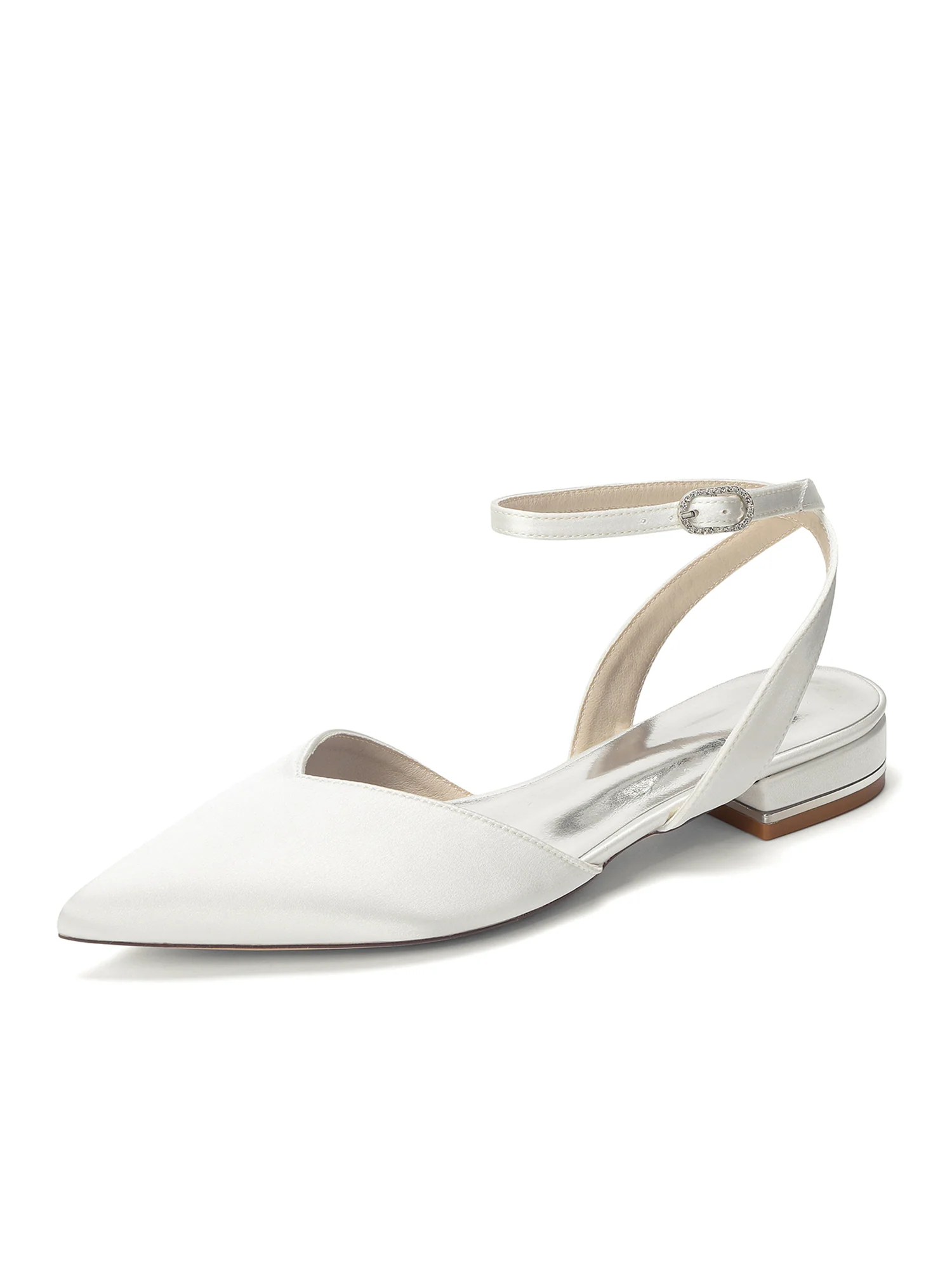 Satin Pointed Toe Slingback Low Block Heels - Image 9