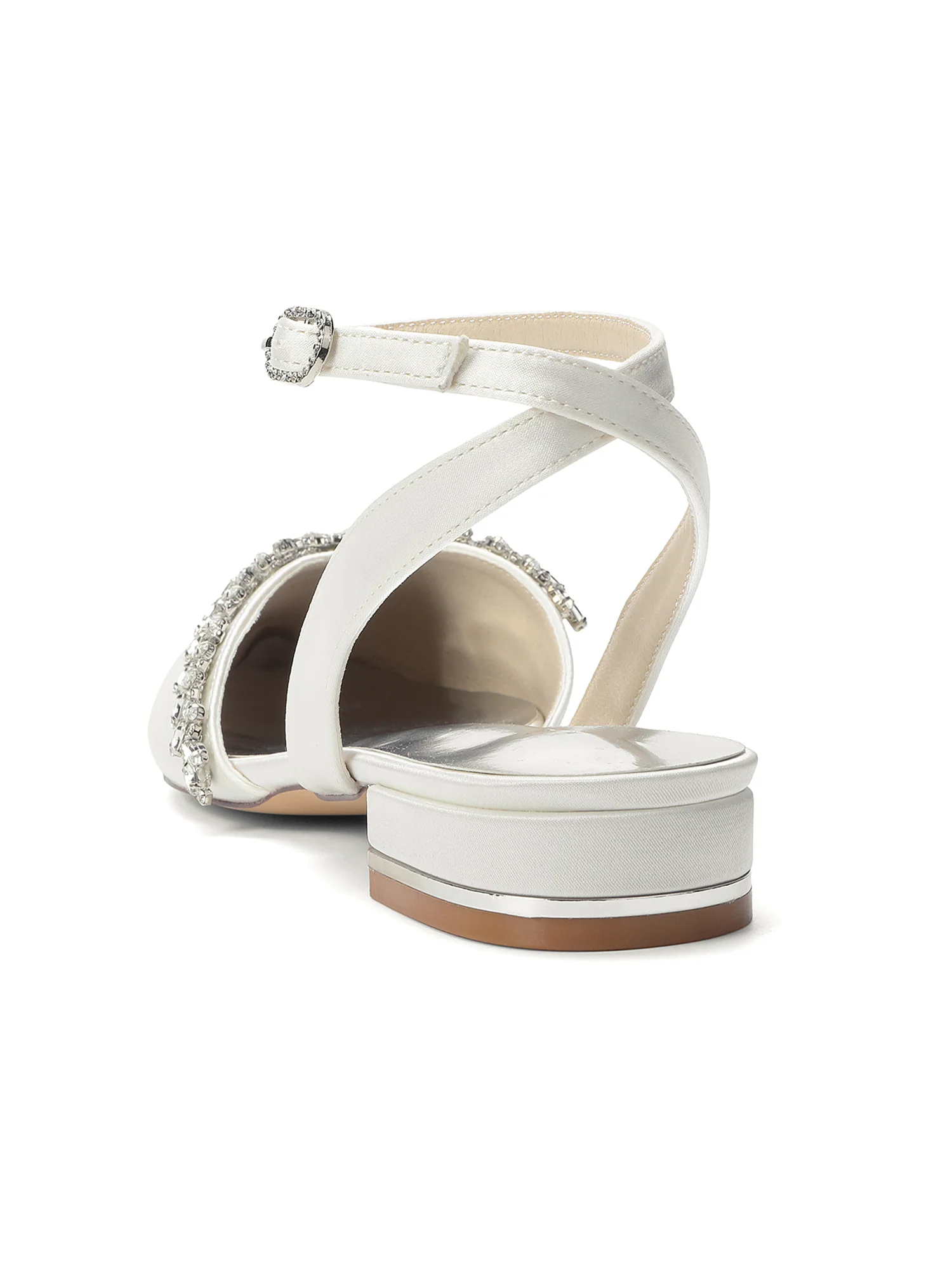 Pointed Toe Low Block Heels with Crystal Trim - Image 11
