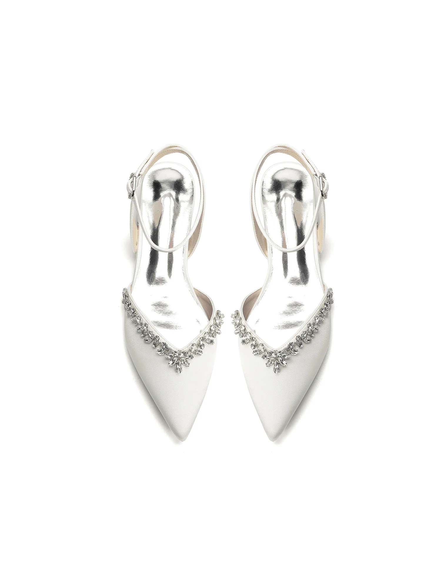 Pointed Toe Low Block Heels with Crystal Trim - Image 12