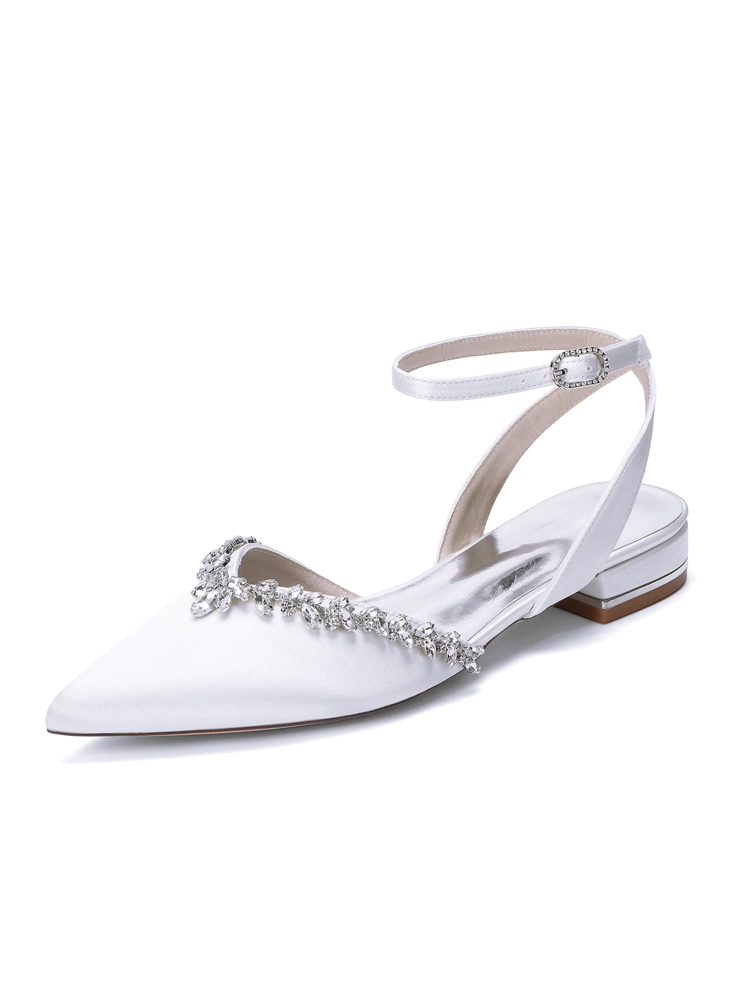Pointed Toe Low Block Heels with Crystal Trim - Image 17