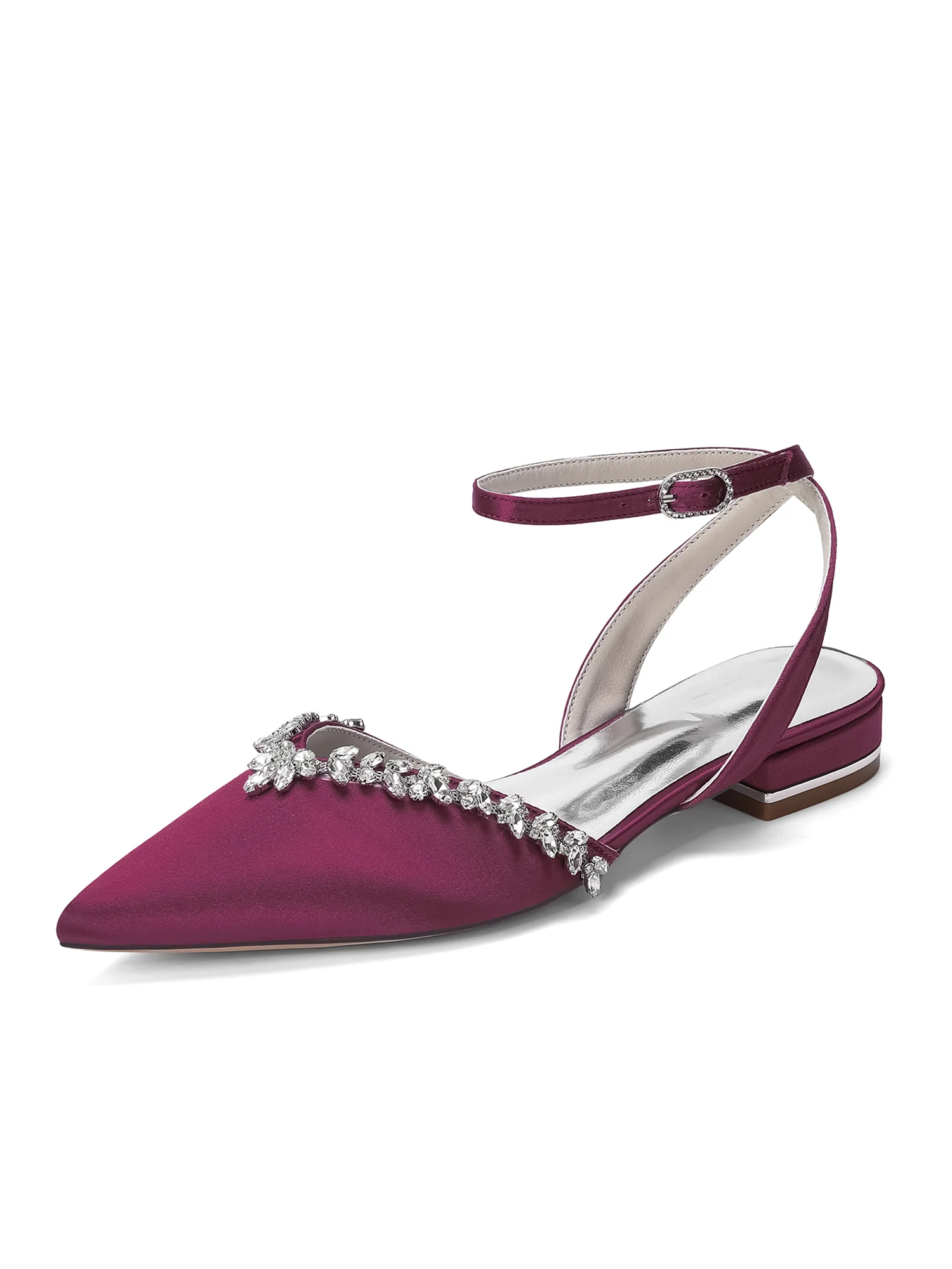 Pointed Toe Low Block Heels with Crystal Trim - Image 2