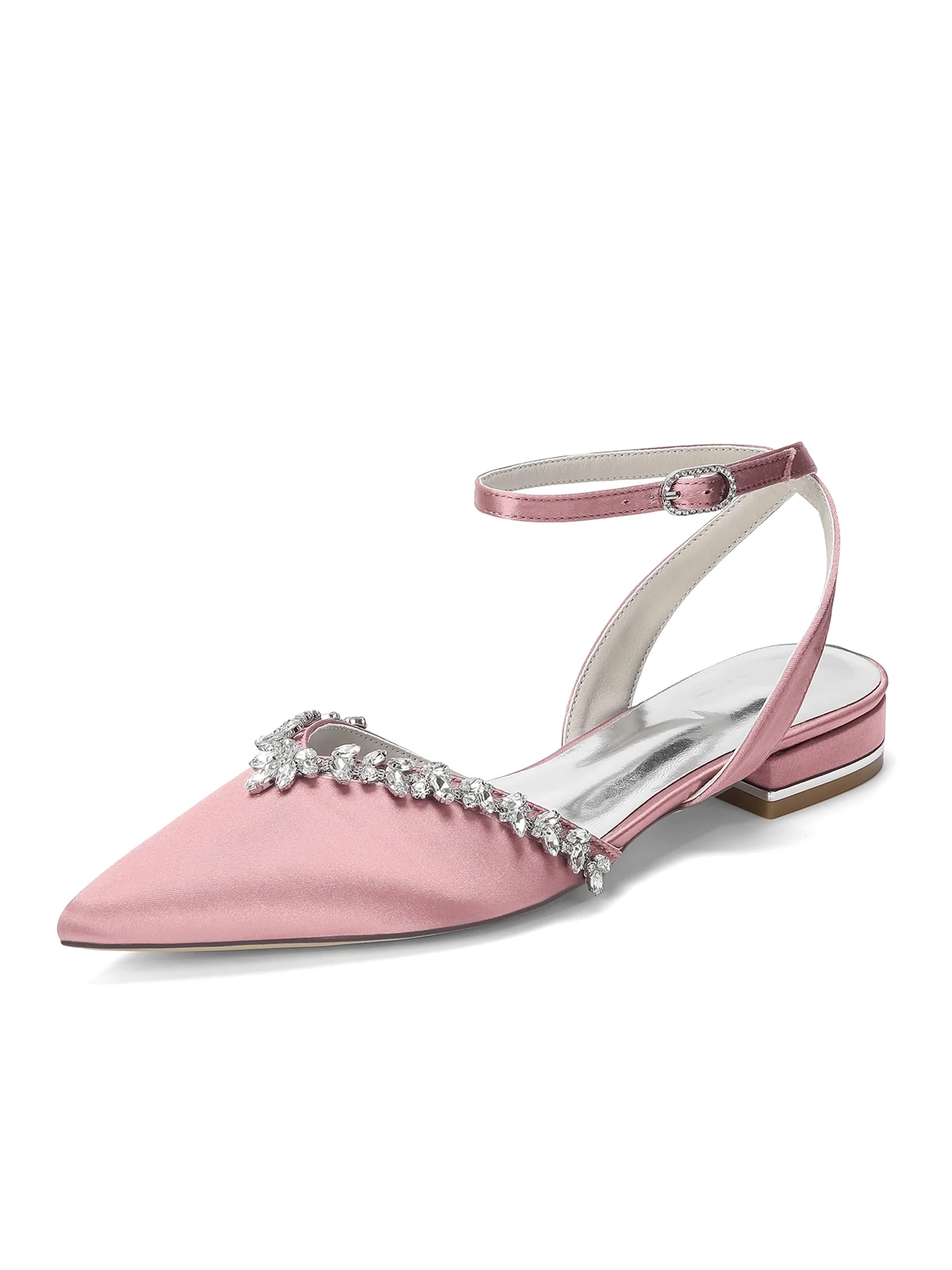 Pointed Toe Low Block Heels with Crystal Trim - Image 6