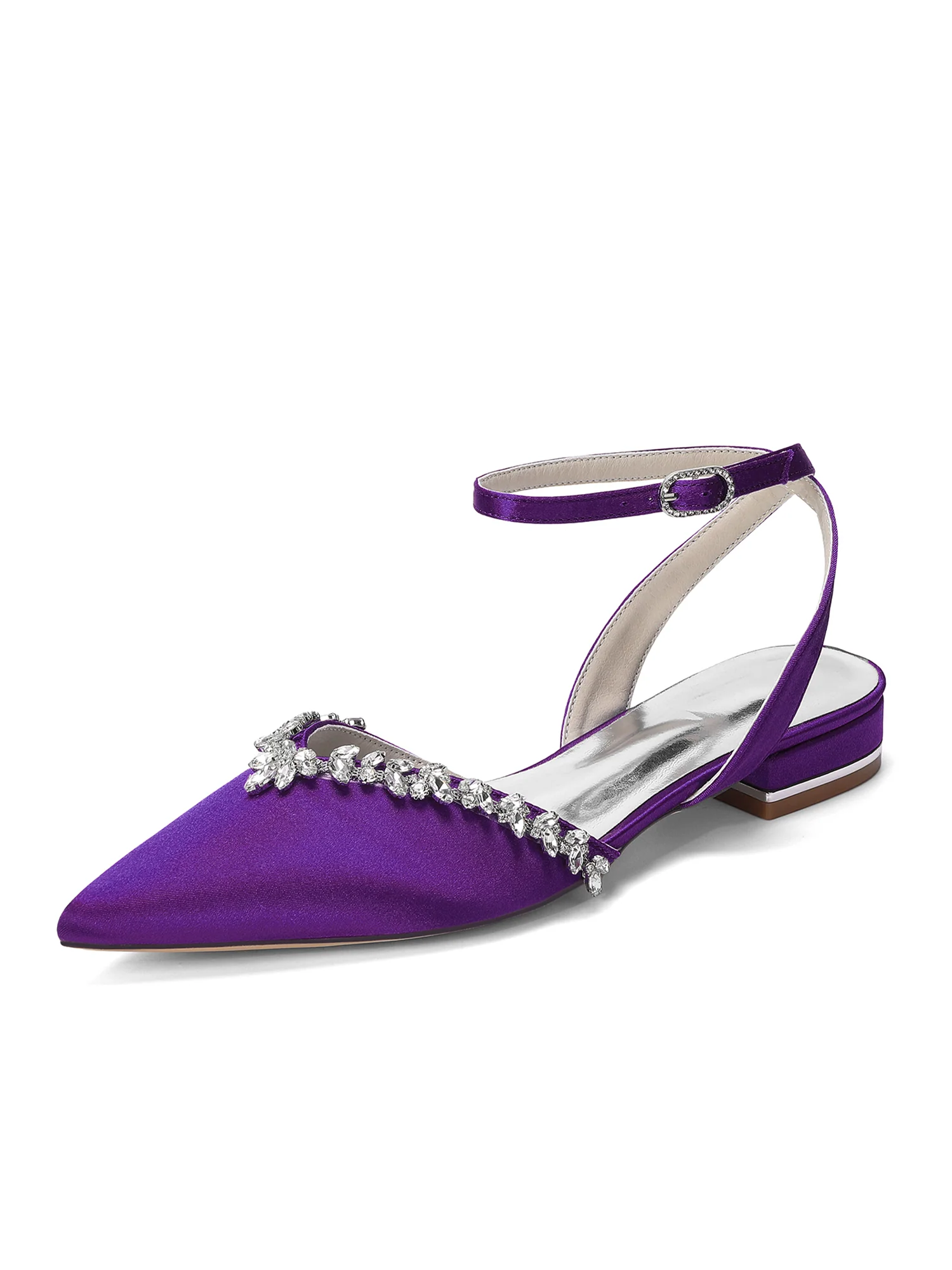 Pointed Toe Low Block Heels with Crystal Trim - Image 8