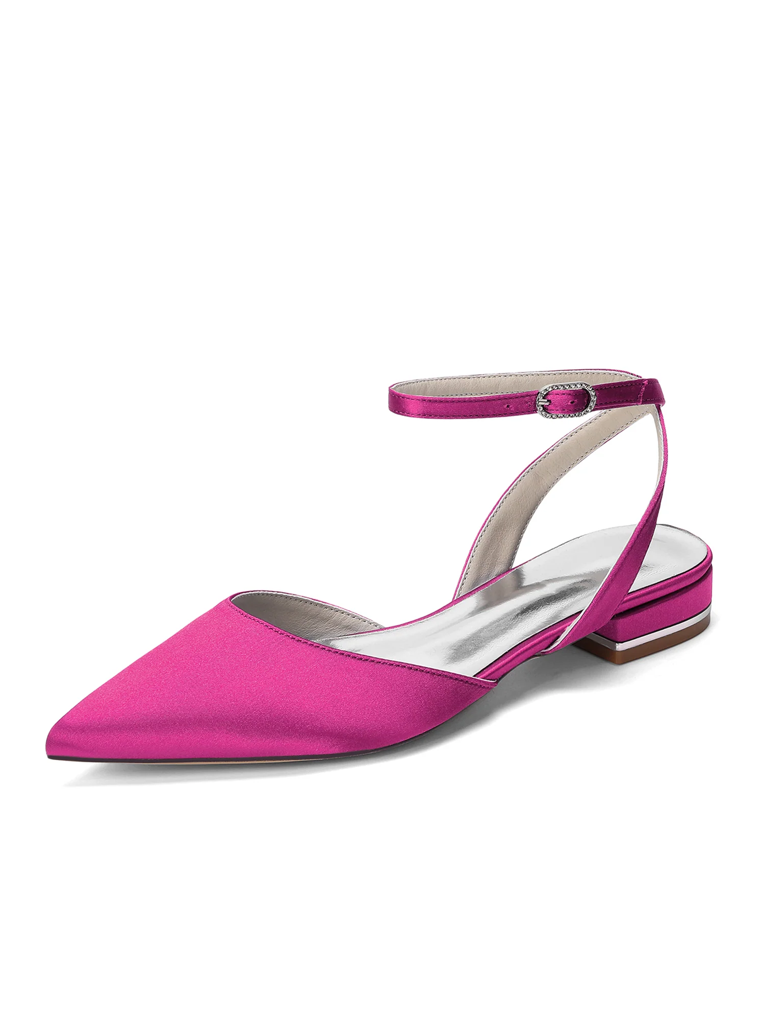 Satin Low Block Heels with Crystal Buckle - Image 7