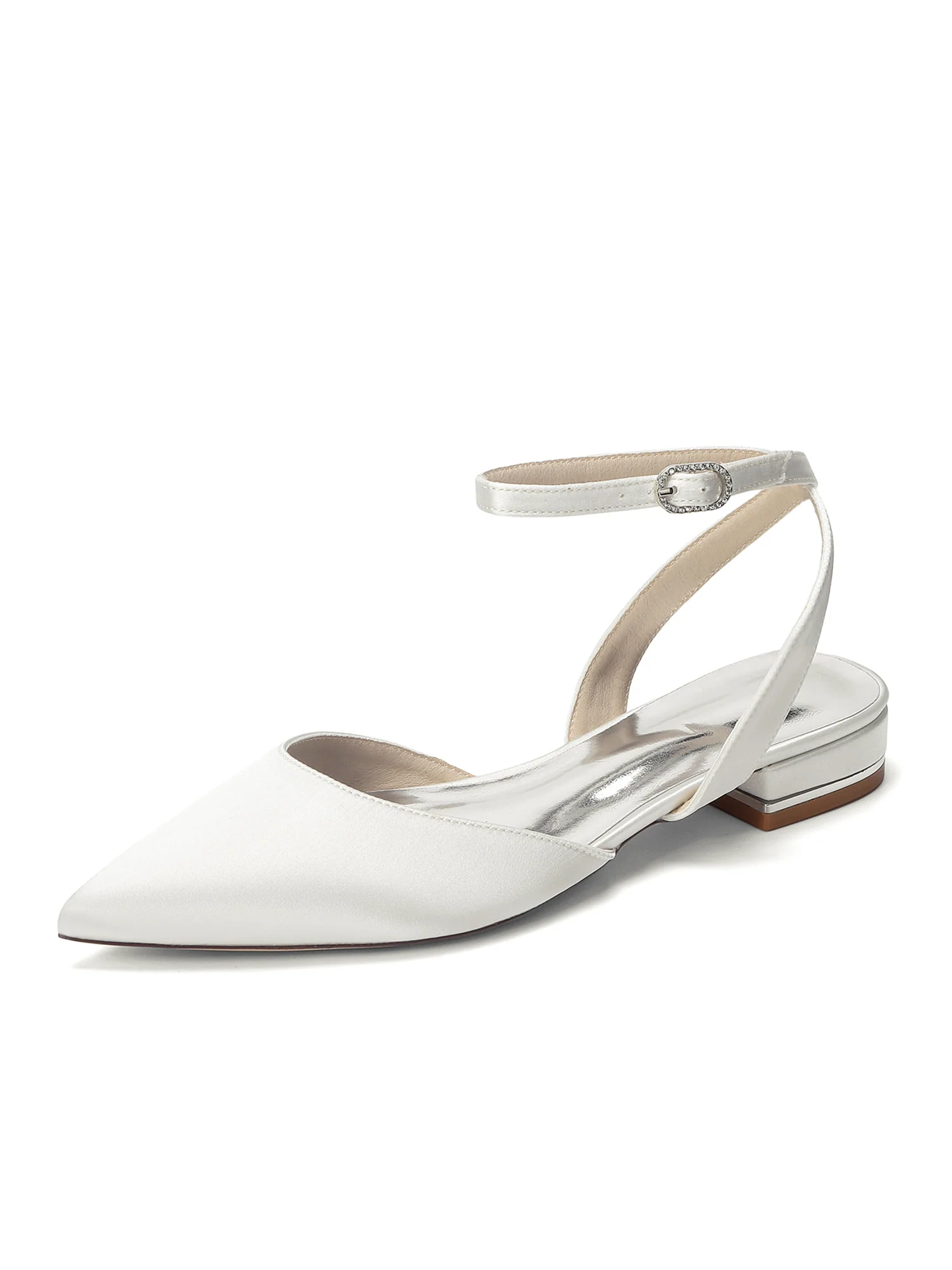 Satin Low Block Heels with Crystal Buckle - Image 9