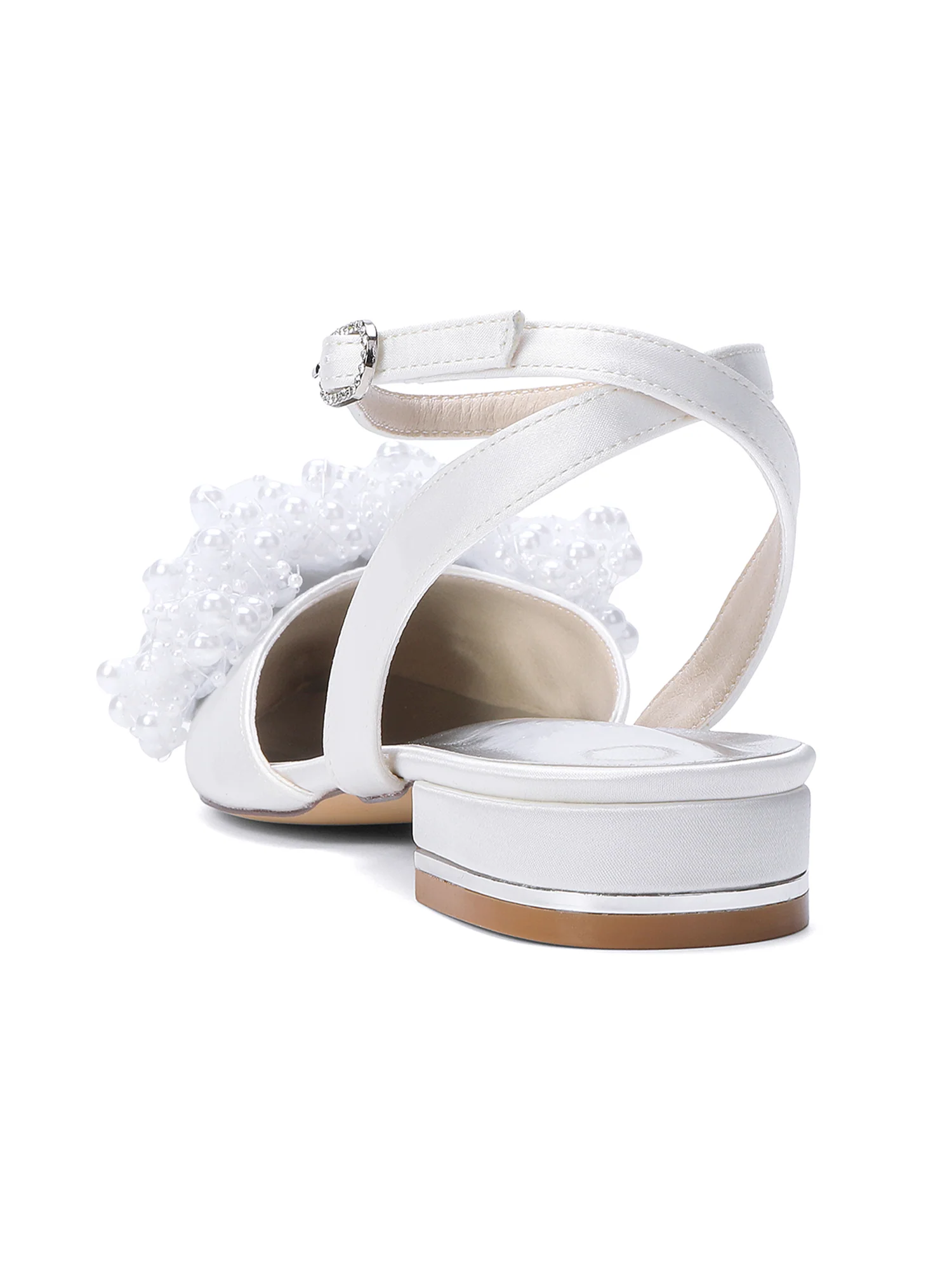 Satin Low Block Heels with Pearl Cluster - Image 14