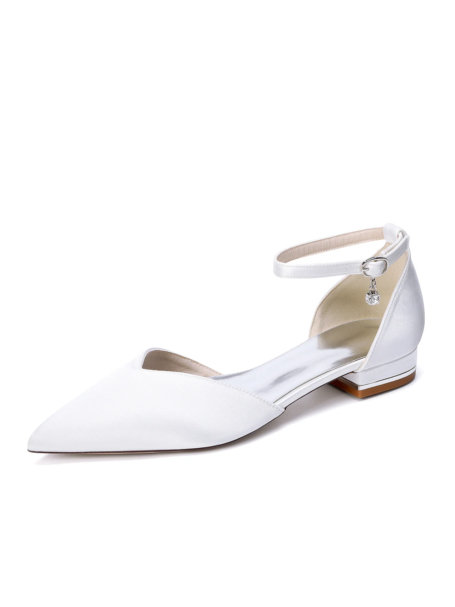 Pointed Toe Low Block Heels with Crystal Charm - Image 17