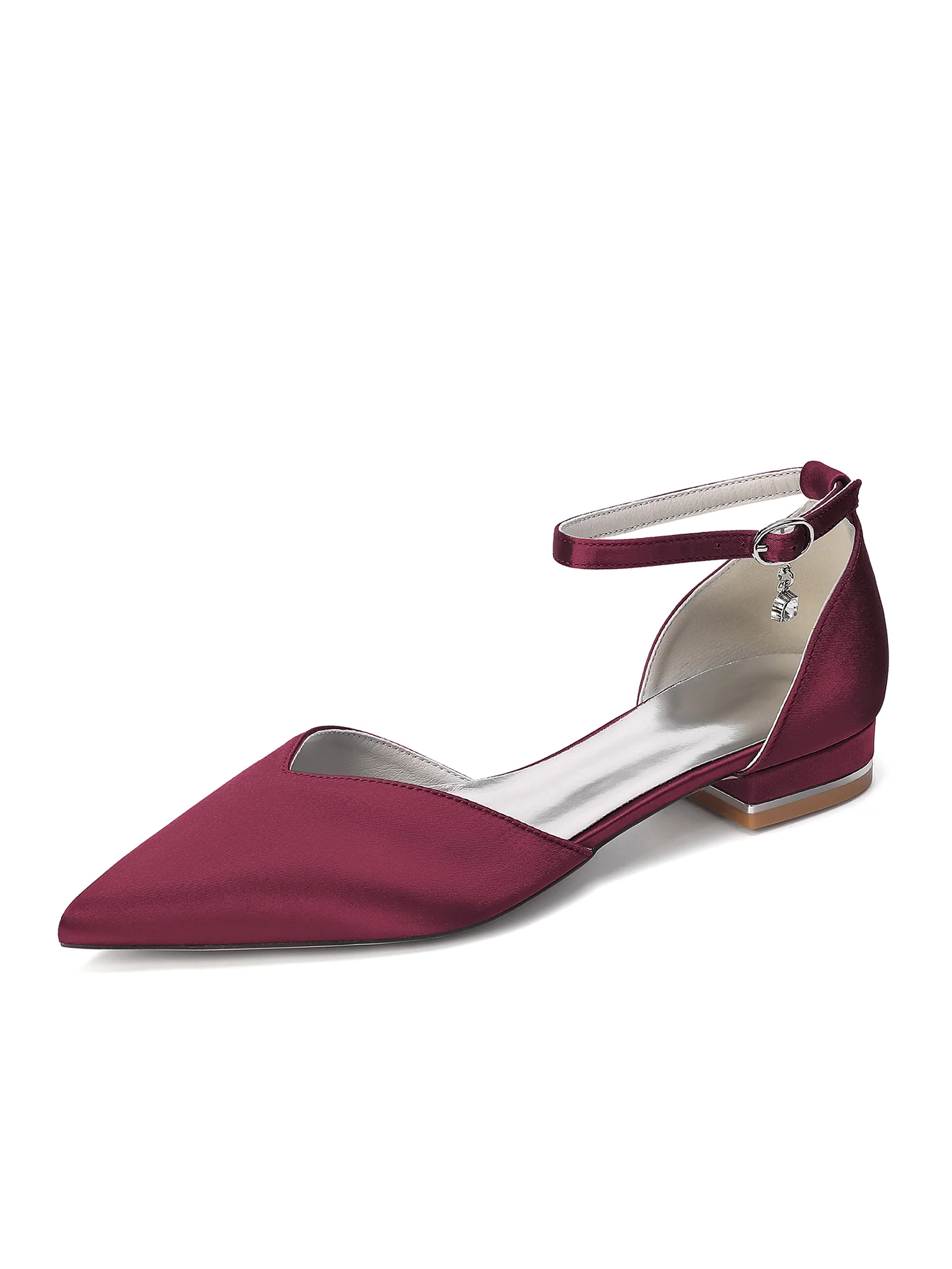 Pointed Toe Low Block Heels with Crystal Charm - Image 2