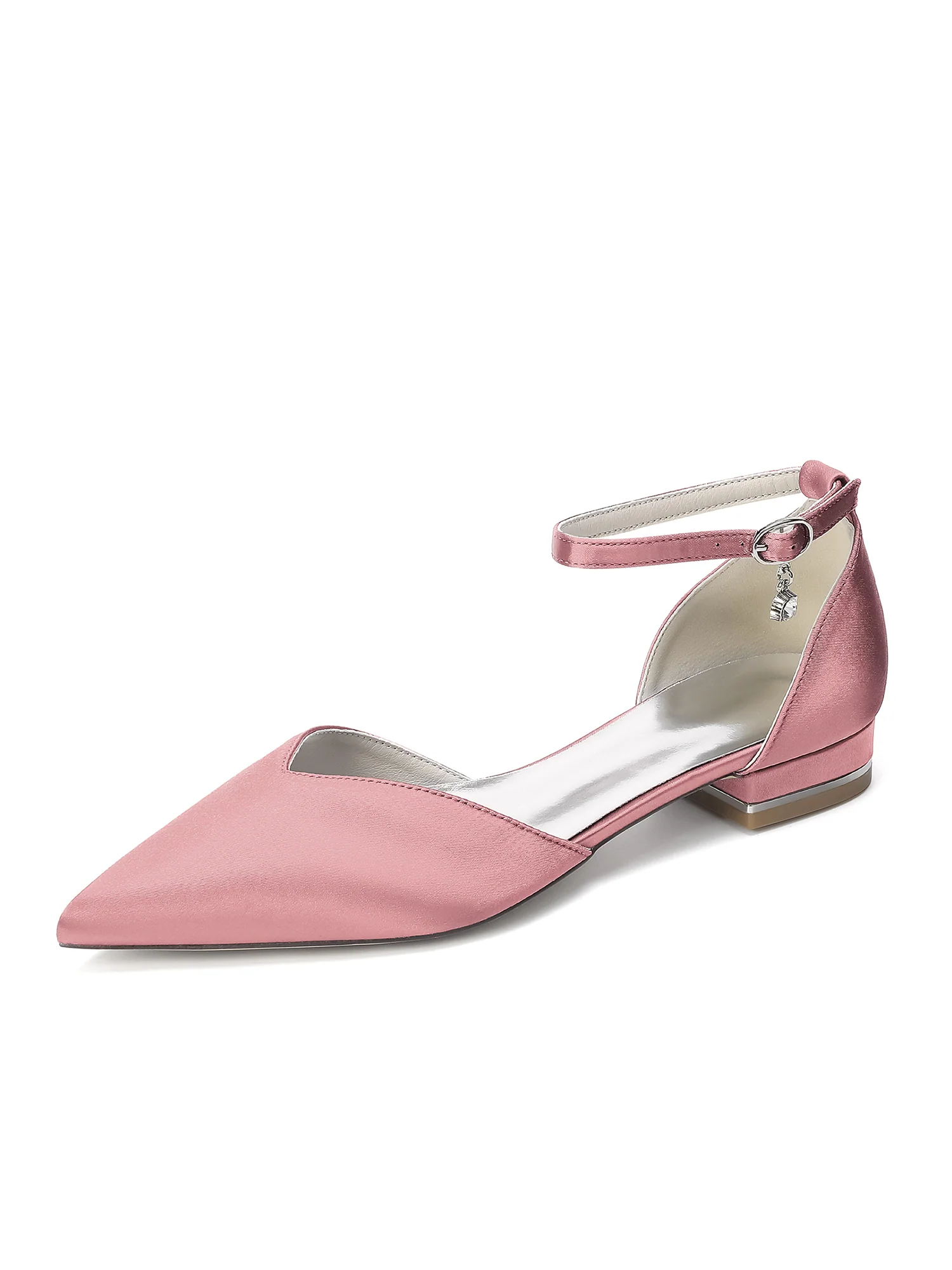 Pointed Toe Low Block Heels with Crystal Charm - Image 6