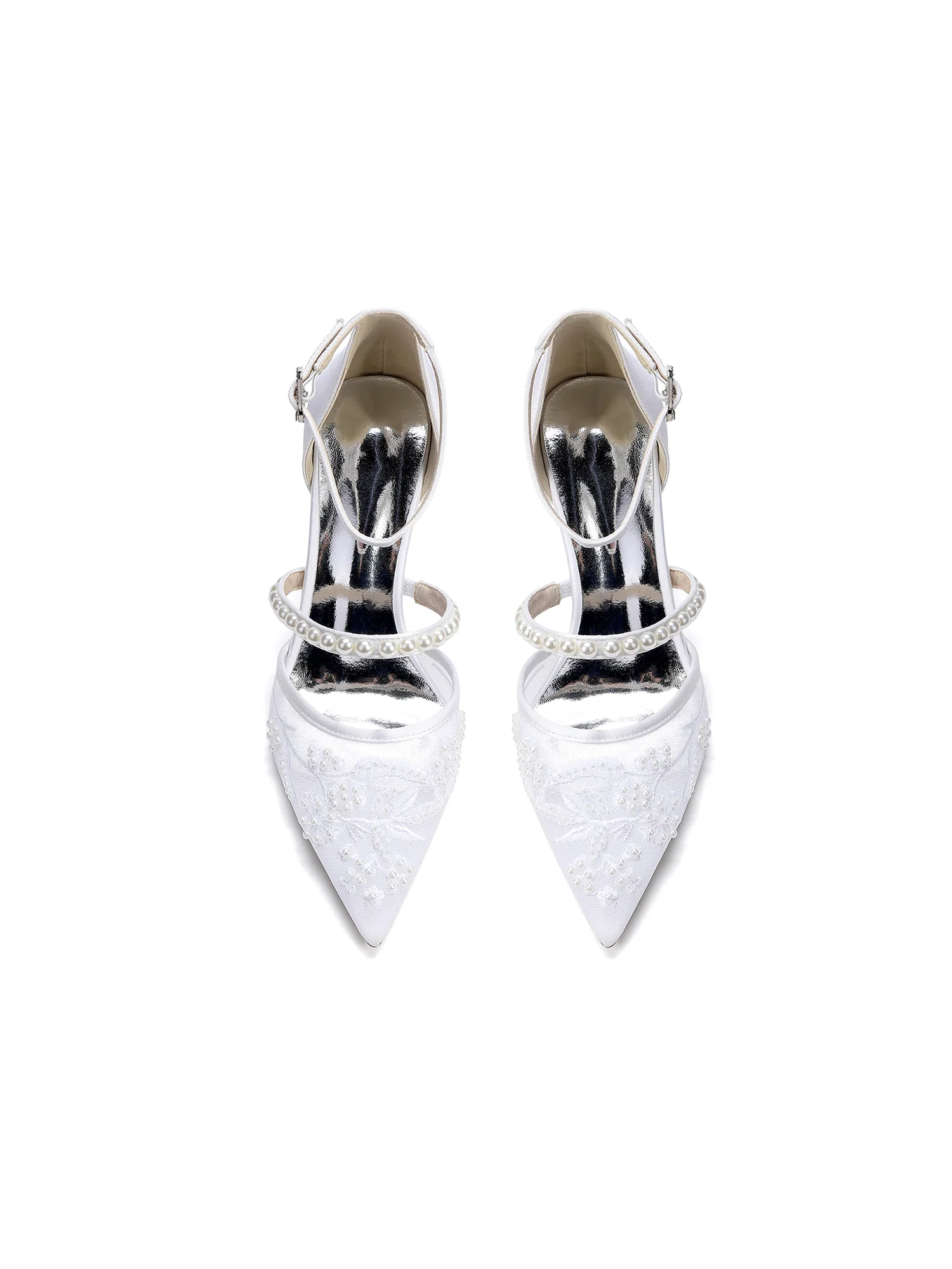 Pointed Toe Pearl Embroidery Block Heel Sandals - Image 10