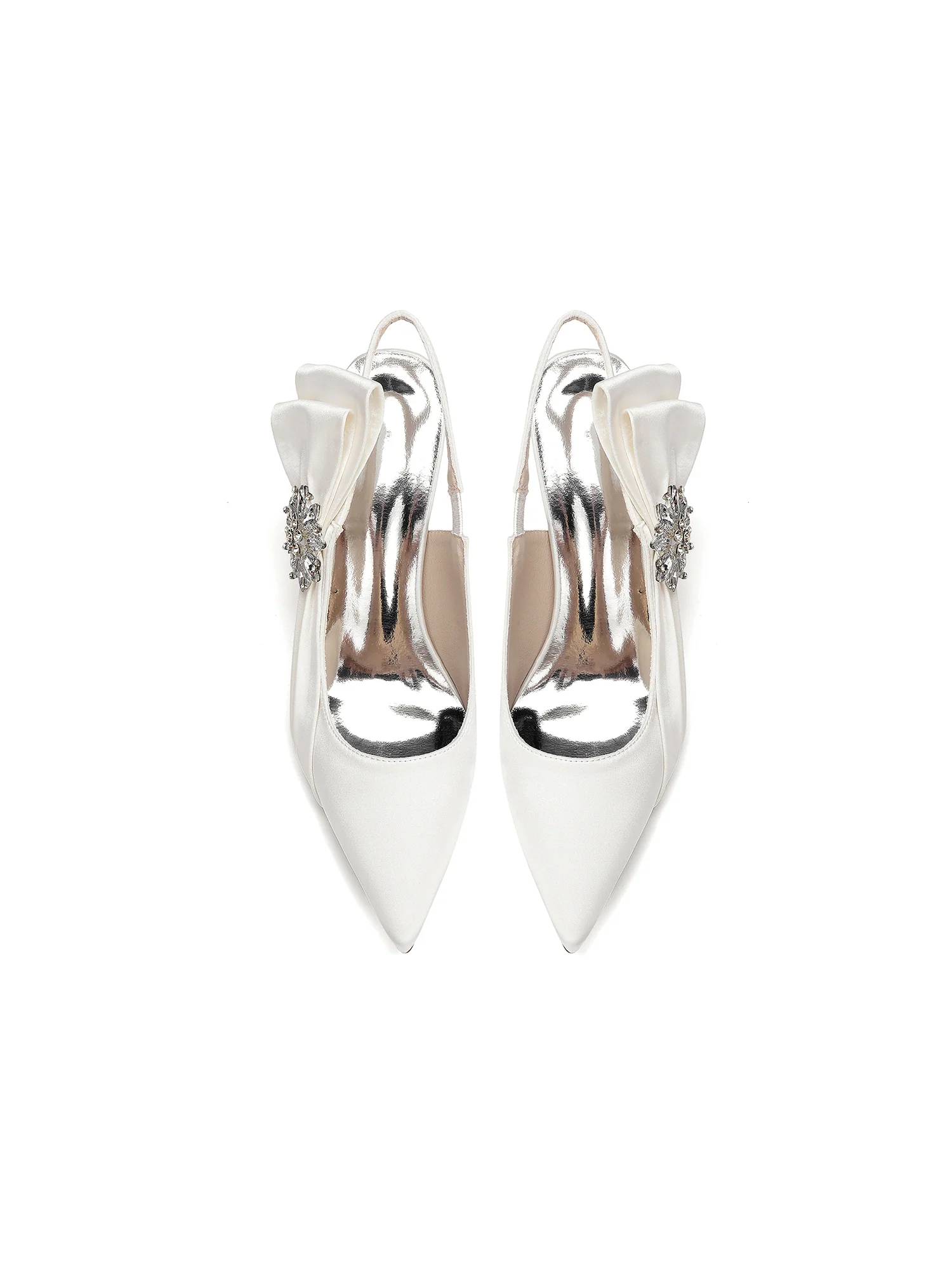 Rhinestone Flower Satin Block Heel Pumps - Image 12