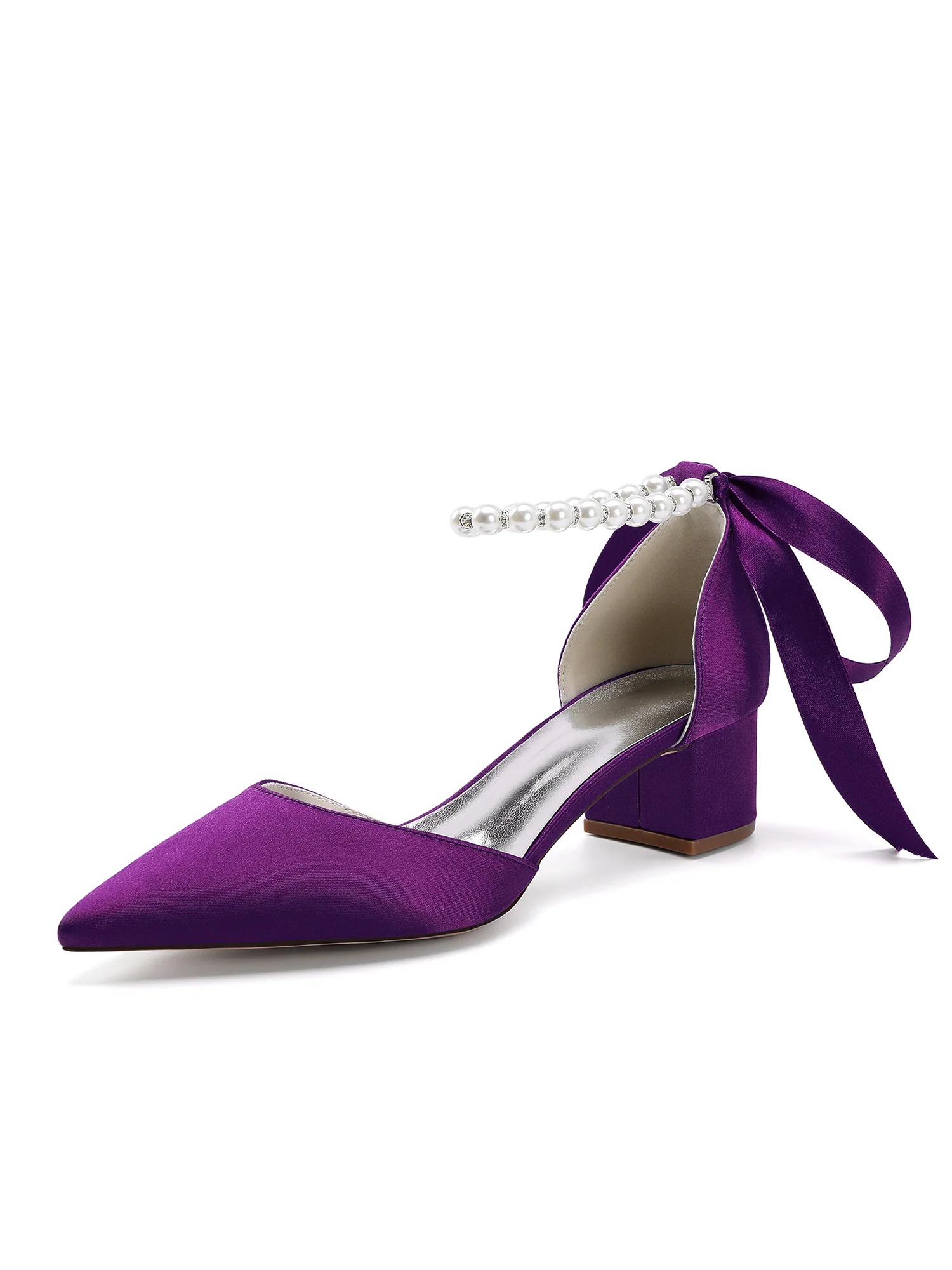 Pearl and Bow Accent Block Heel Pumps - Image 19