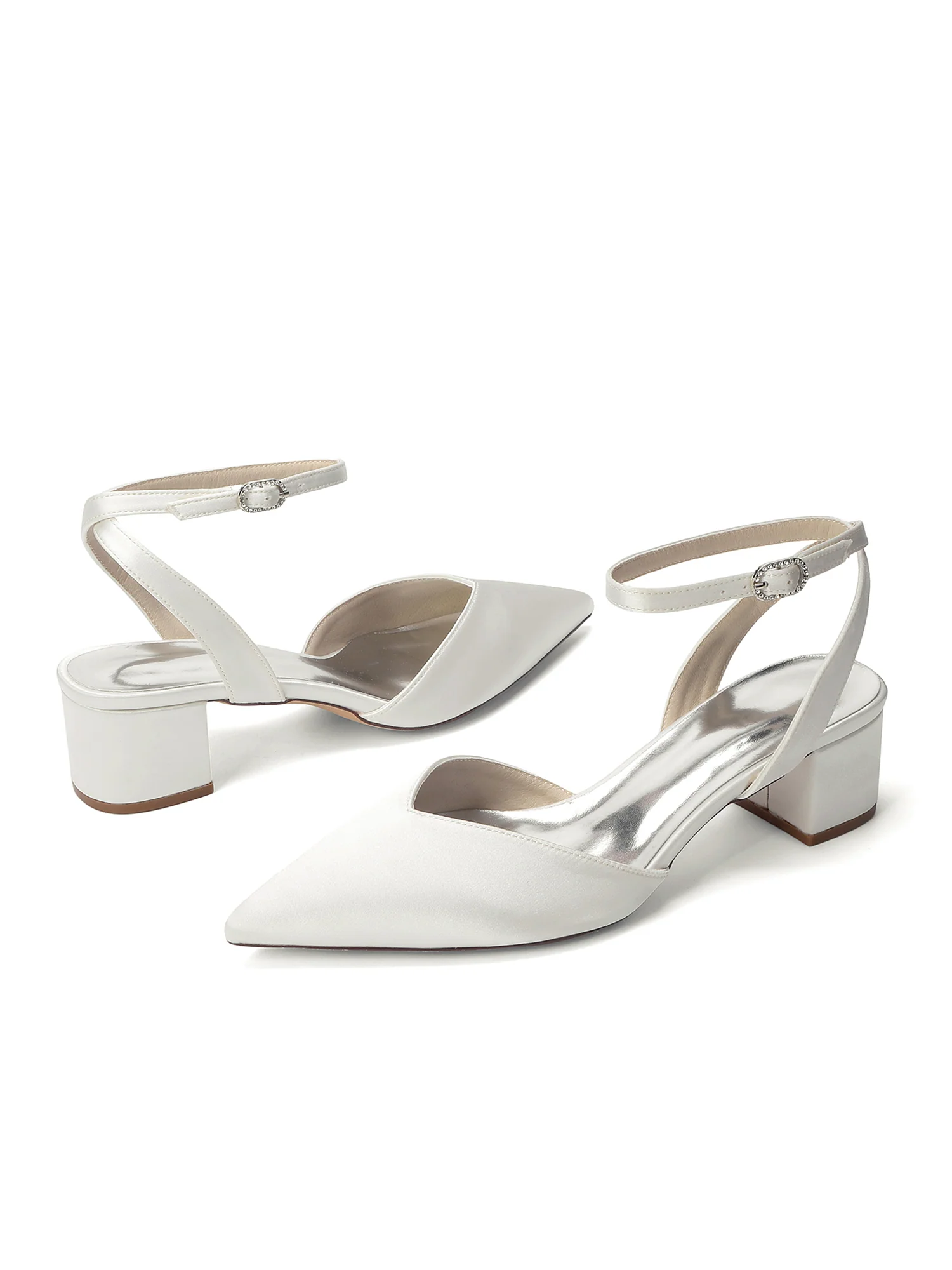 Minimalist Satin Block Heels with Ankle Strap - Image 13
