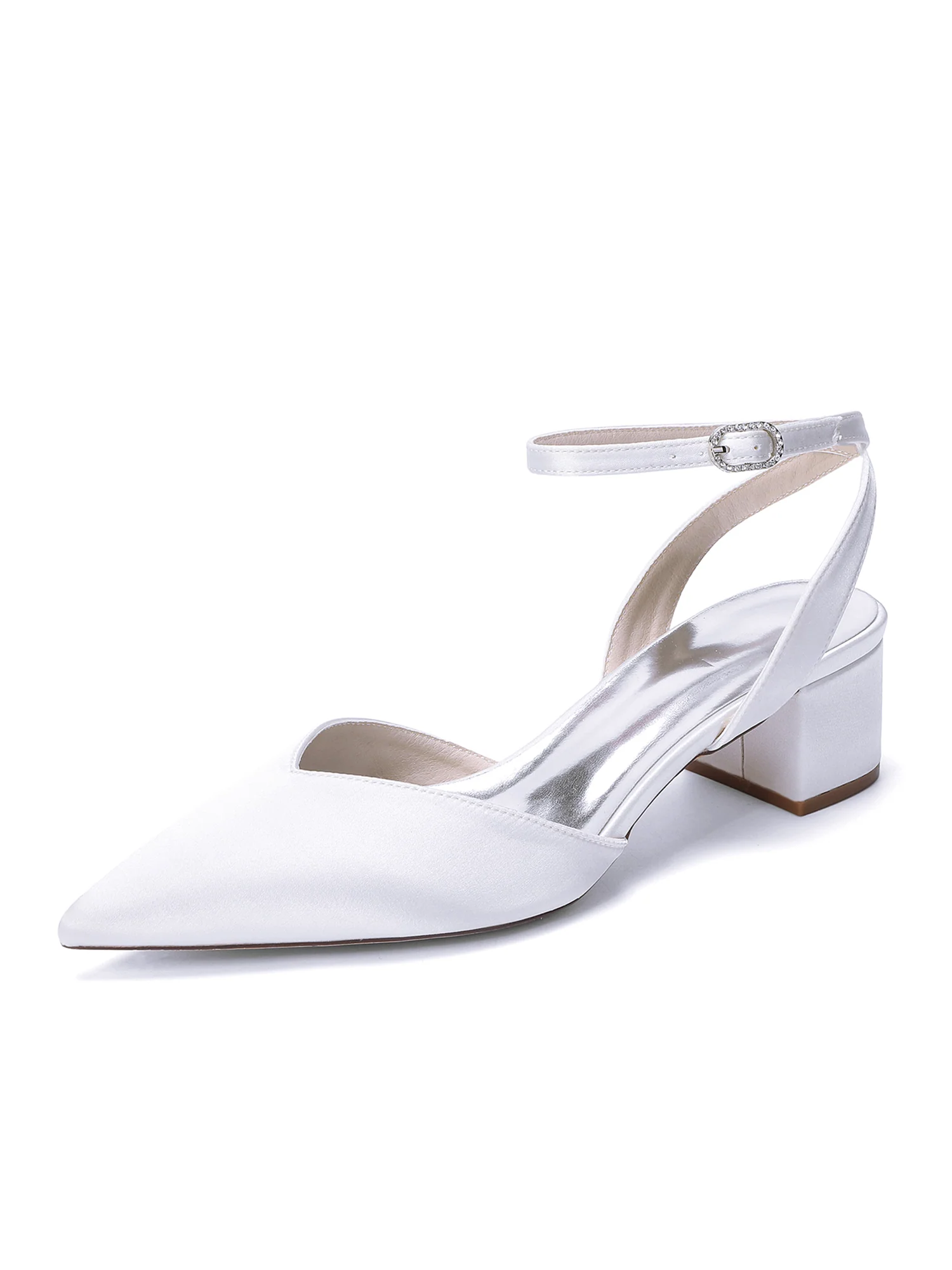 Minimalist Satin Block Heels with Ankle Strap - Image 17