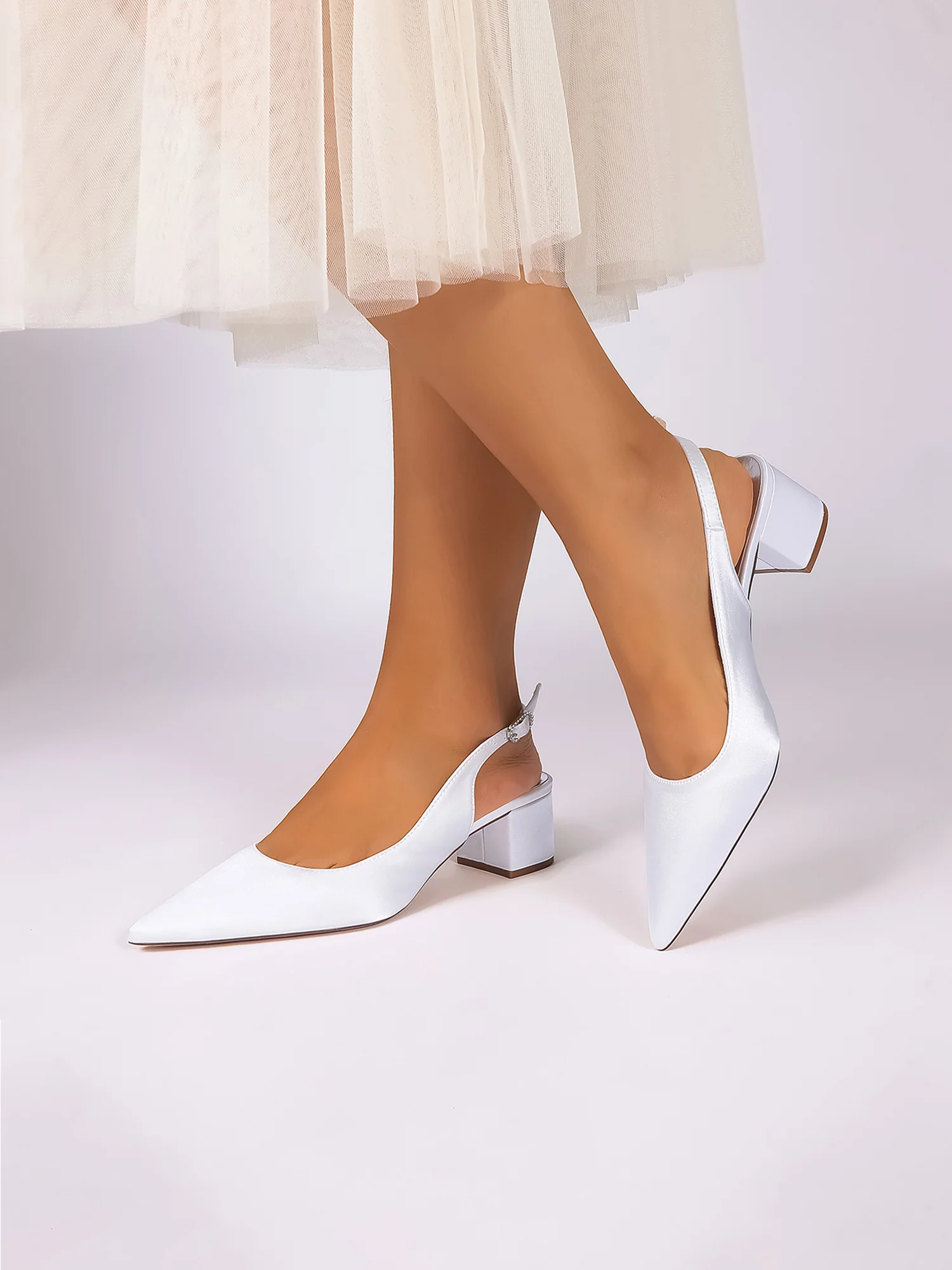 Minimalist Satin Block Heels with Slingback Strap - Image 18