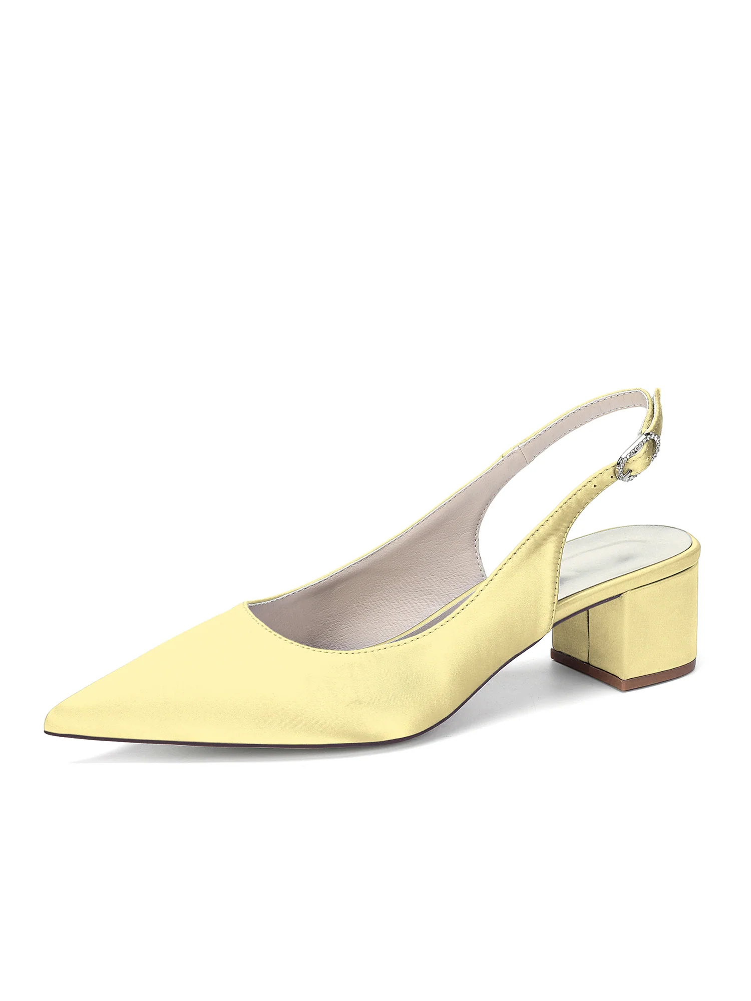 Minimalist Satin Block Heels with Slingback Strap - Image 4