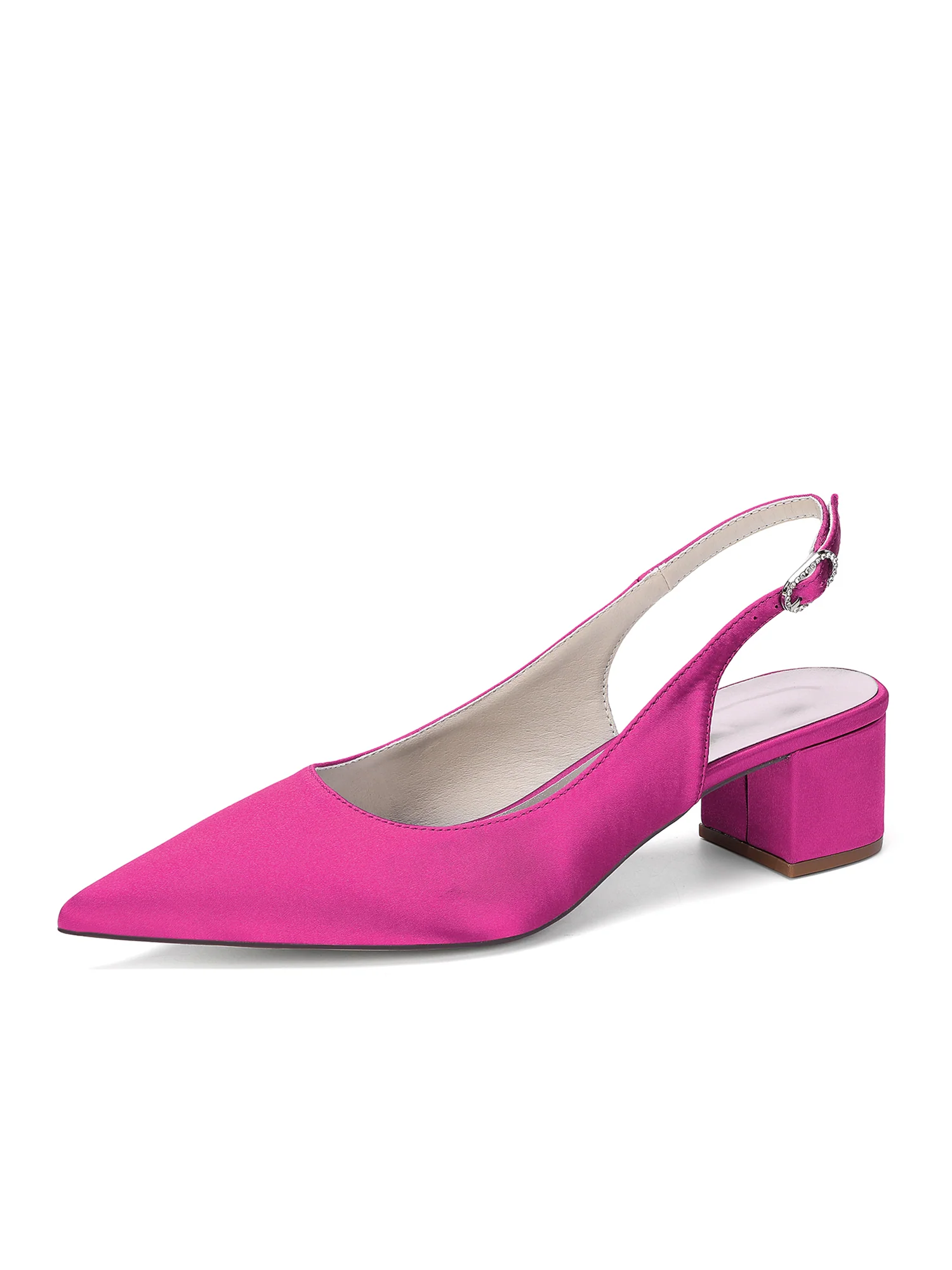 Minimalist Satin Block Heels with Slingback Strap - Image 7