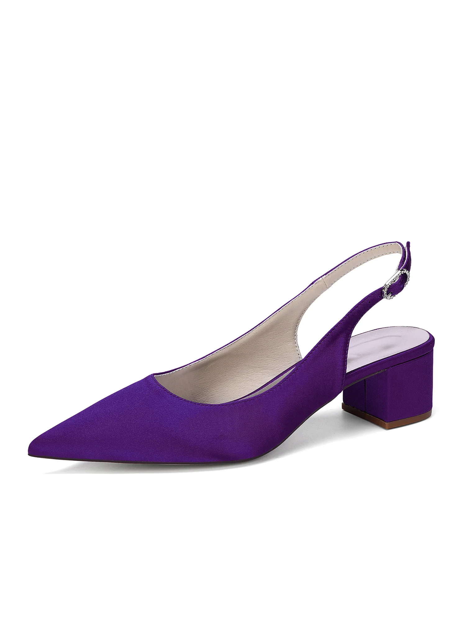 Minimalist Satin Block Heels with Slingback Strap - Image 8