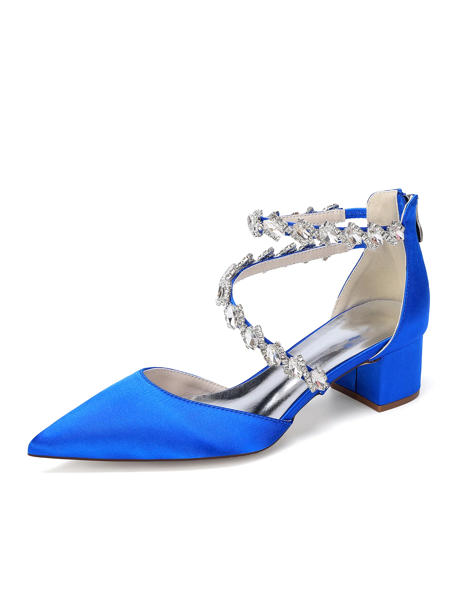Satin Block Heels with Knotted Rhinestone Trim - Image 15