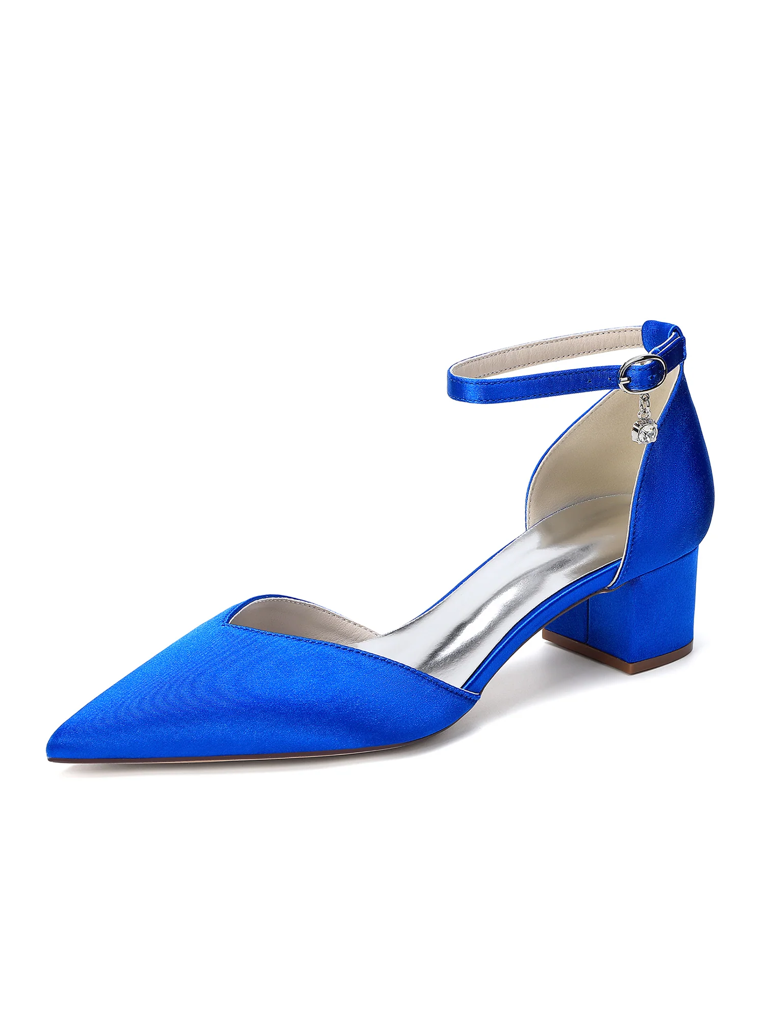 Ankle Strap Block Heels with Rhinestone Charm - Image 14