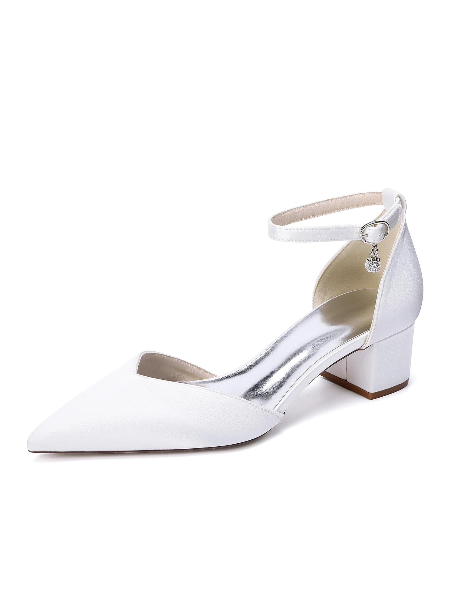 Ankle Strap Block Heels with Rhinestone Charm - Image 16
