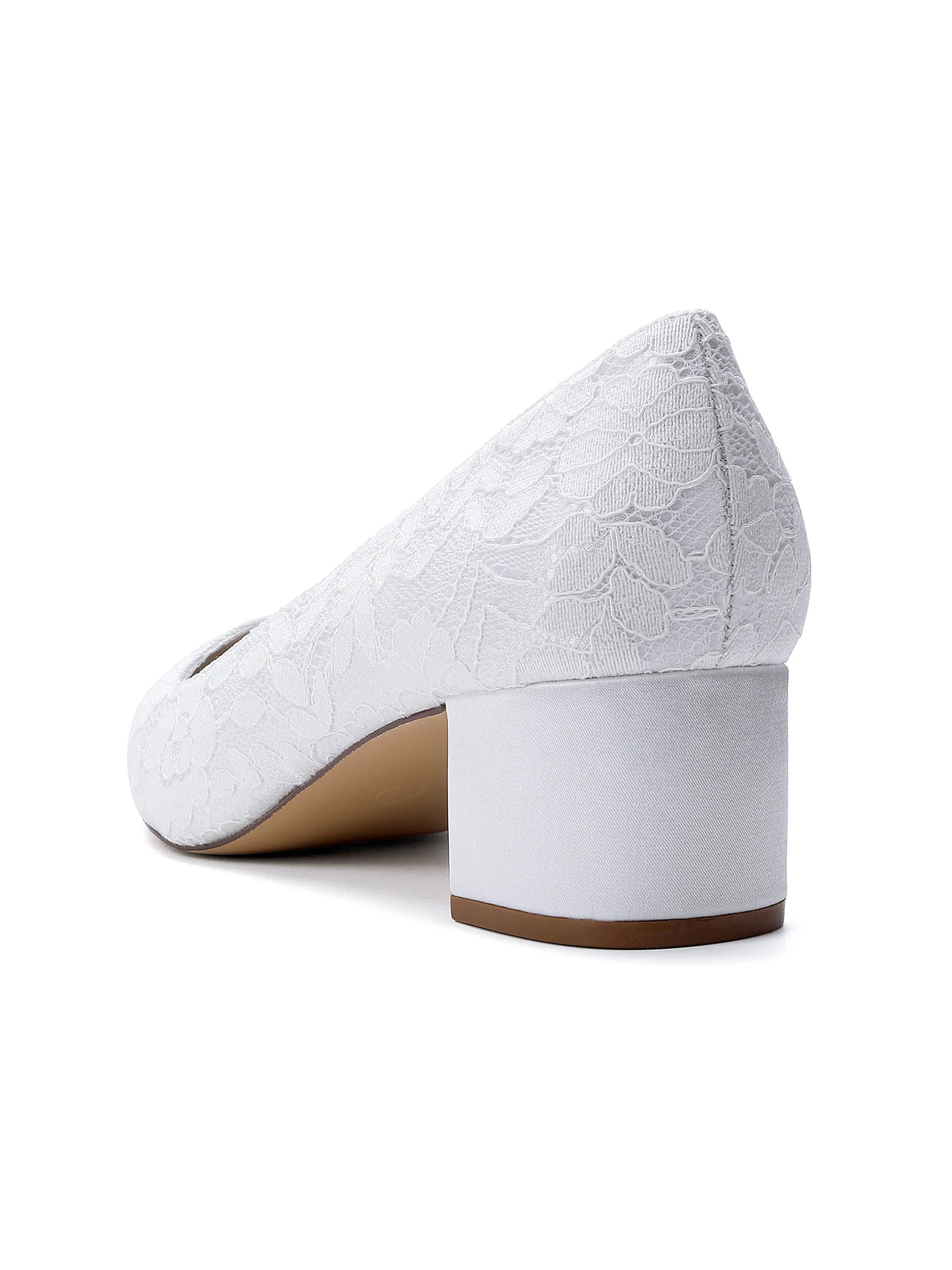 Pointed Toe Floral Lace Block Heels - Image 7