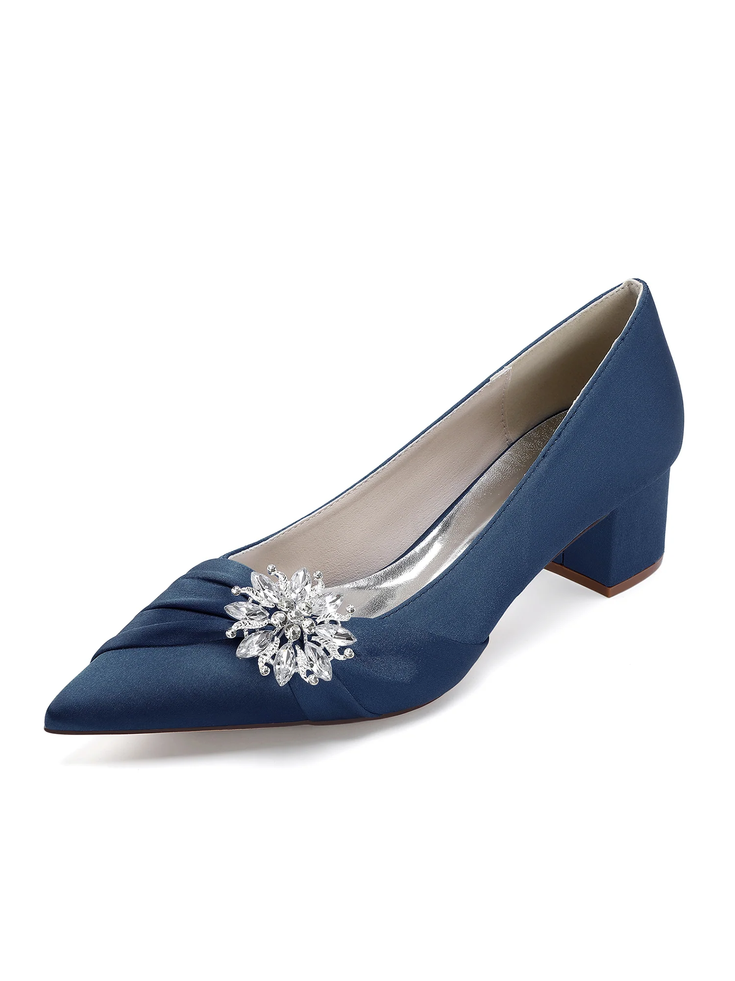 Crystal Pointed Toe Block Heel Pumps - Image 5