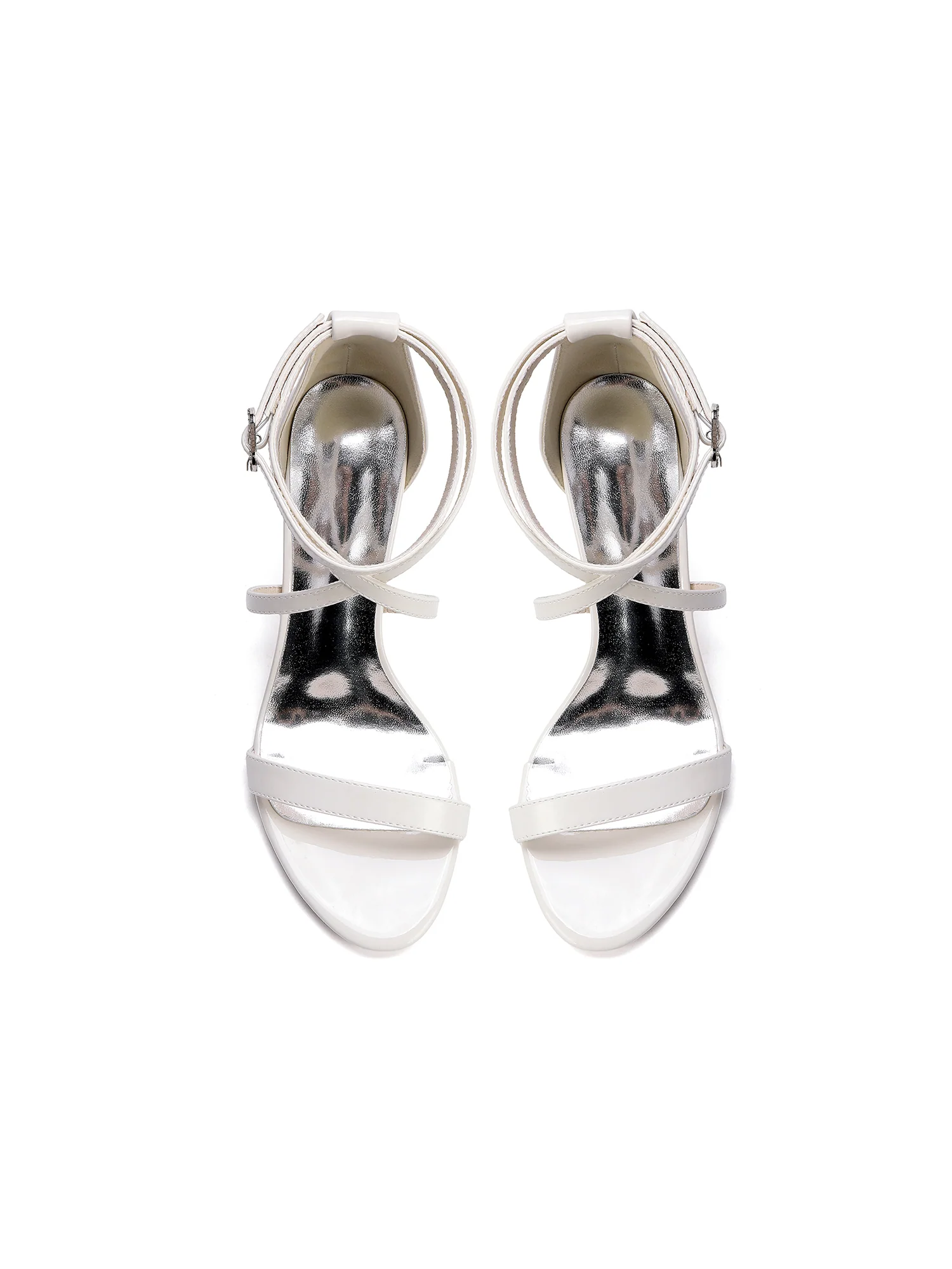 Patent Leather Crisscross Strap Block Heel Sandals - Image 6