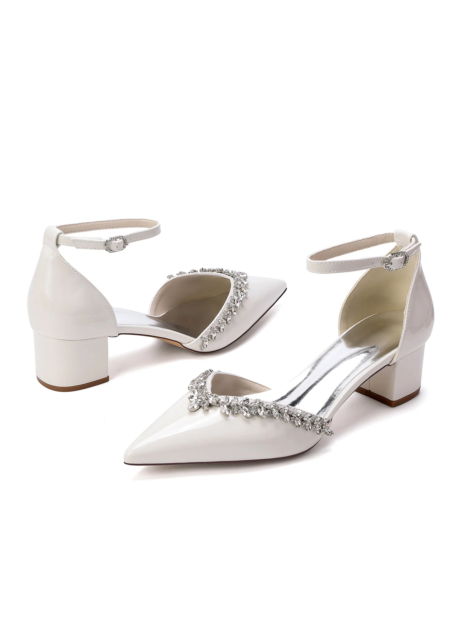 Patent Leather Block Heels with Crystal Trim - Image 8
