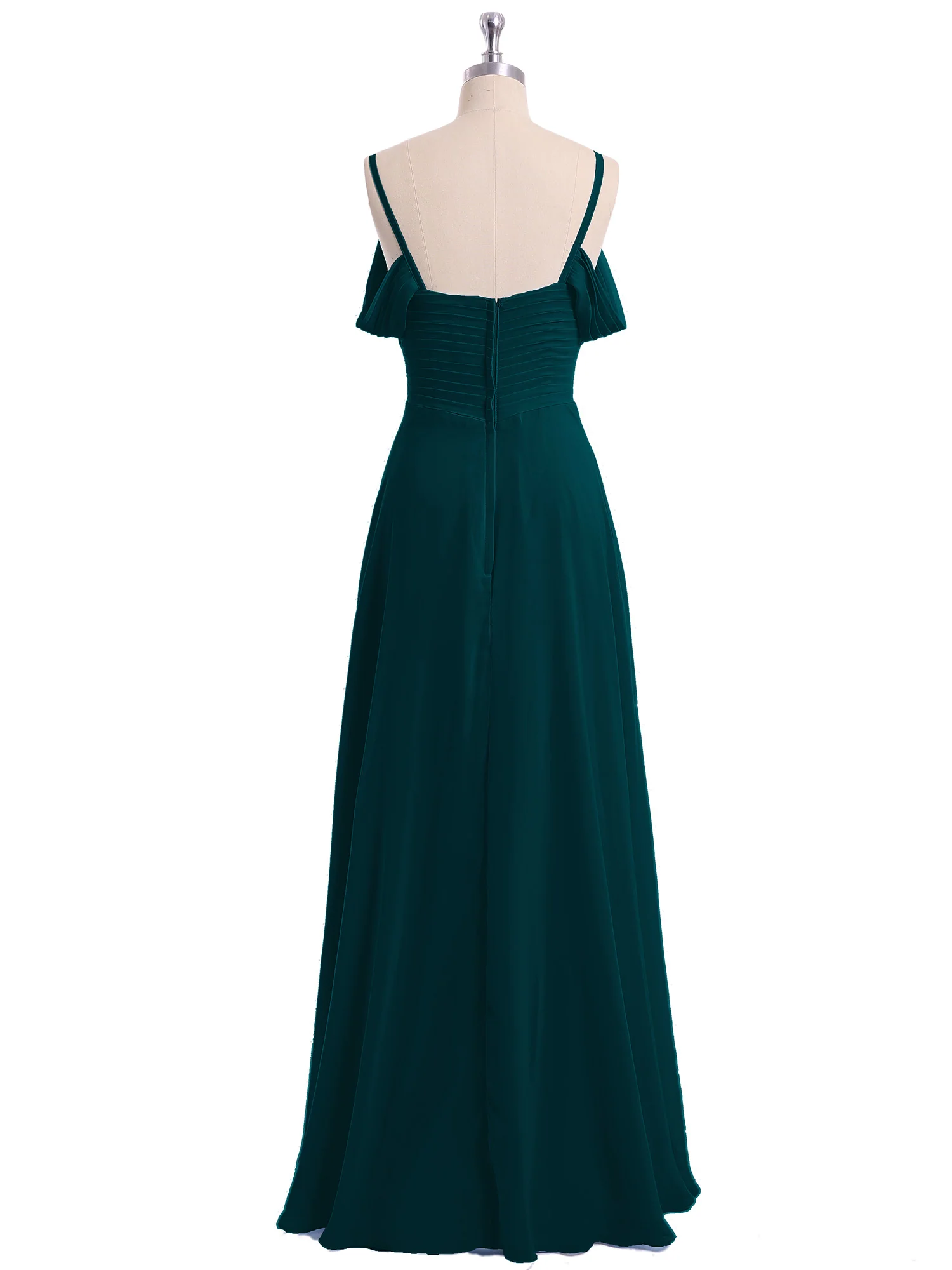 Off Shoulder Spaghetti Strap Chiffon Dresses Pine - Image 5